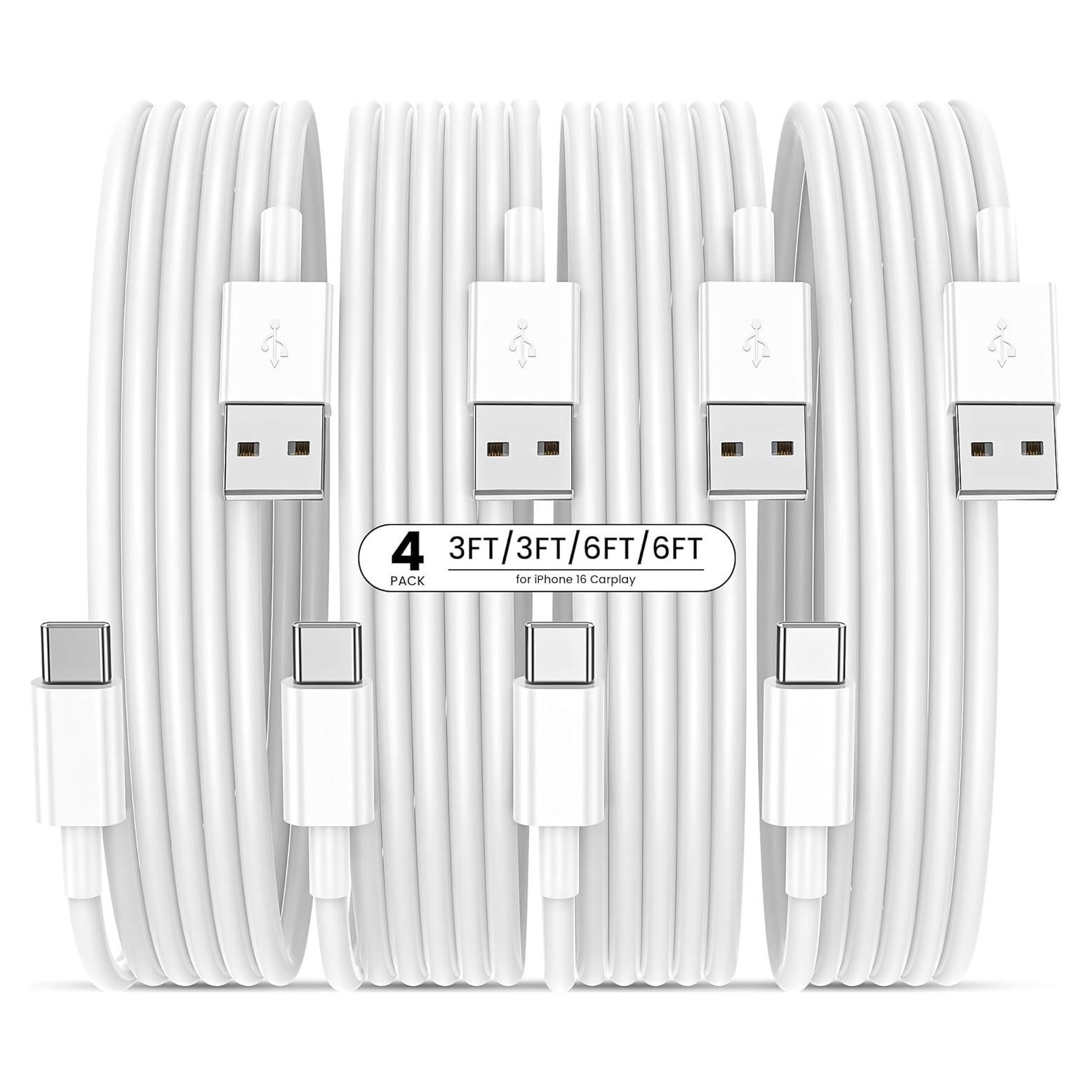 Cable USB A a USB C Bayznqiu 4-Pack Carga Rápida 1m y 2m