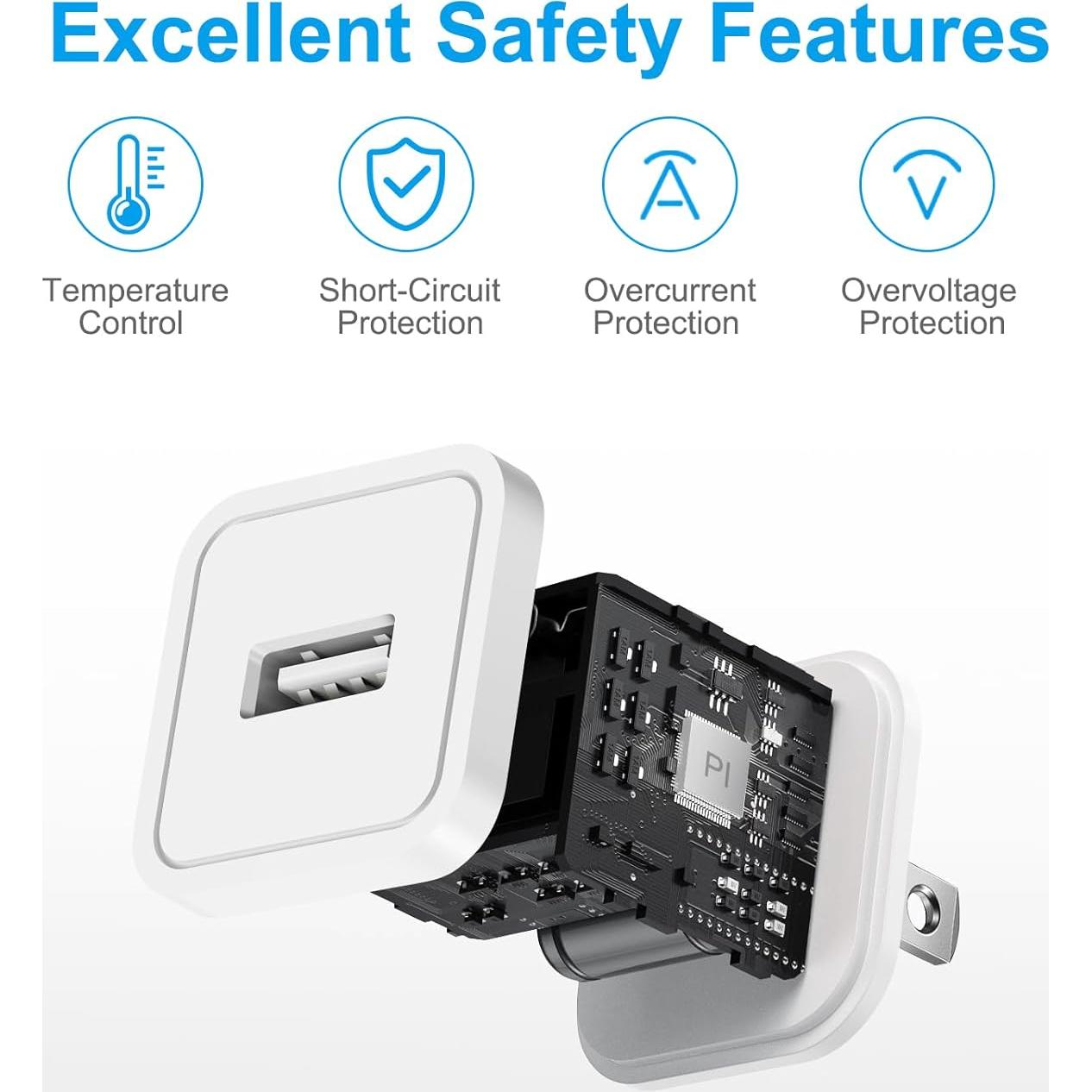 Cargador de Pared USB 5W + Cable 6 pies MFi para iPhone