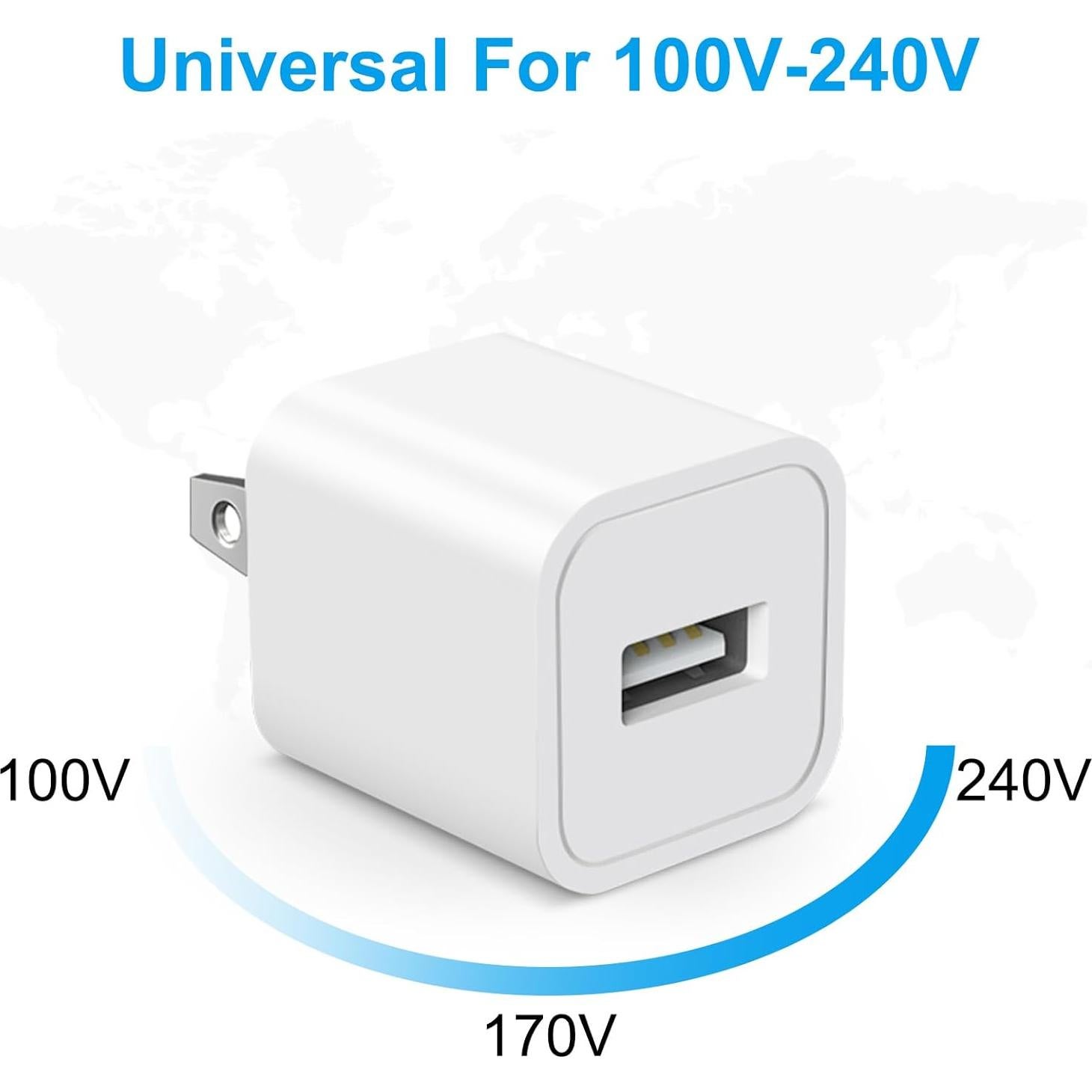 Cargador de Pared USB 5W + Cable 6 pies MFi para iPhone