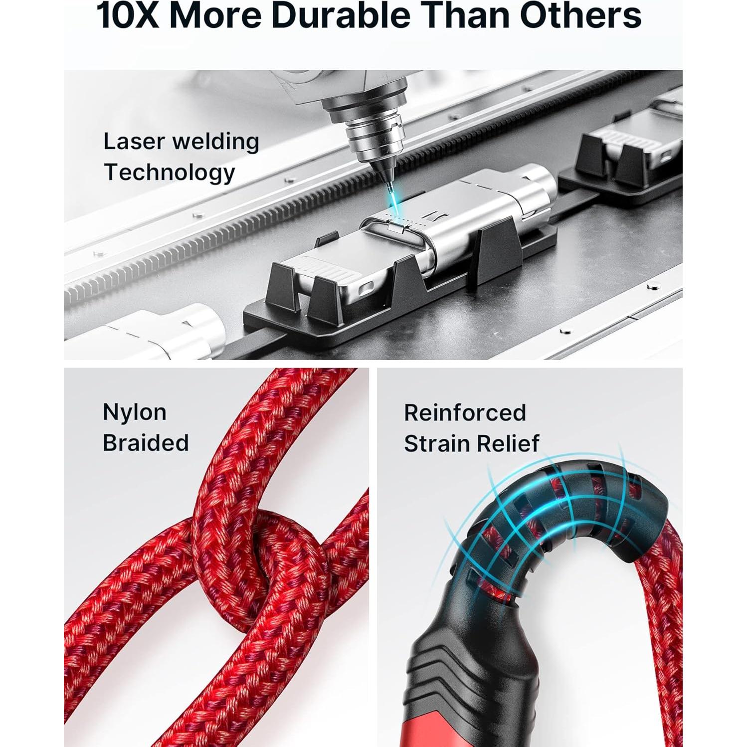 Cable USB C a Lightning JSAUX 1.2M Carga Rápida MFi Rojo