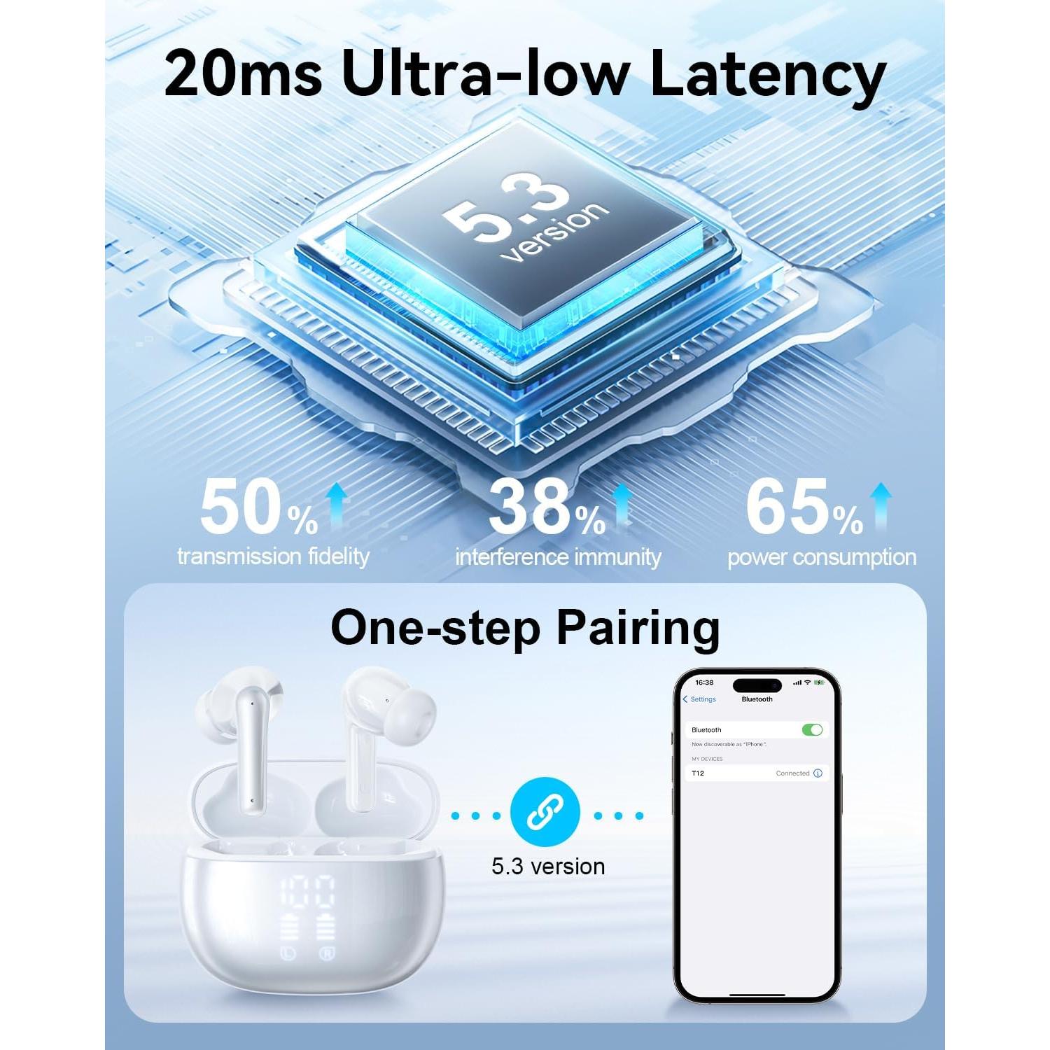 Auriculares Inalámbricos HUIFU T12 Bluetooth 5.3 IPX7 40H