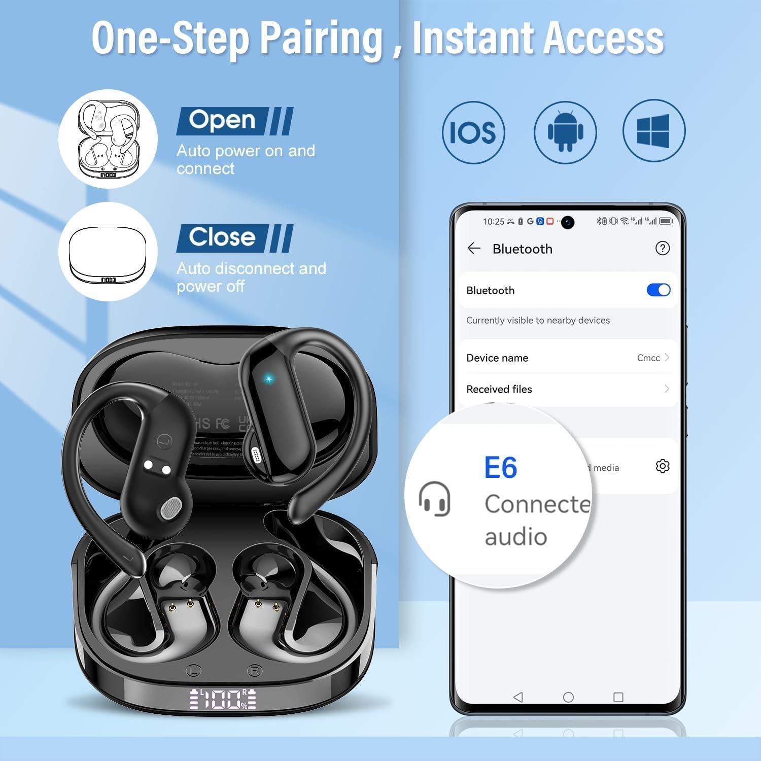 Auriculares inalámbricos DUSONLAP E6 Bluetooth 5.4 HiFi 32H