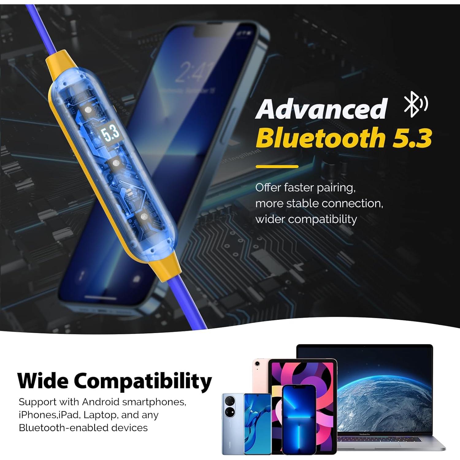 Auriculares In-Ear Bluetooth MIPEACE MI08 Amarillo 19h Batería