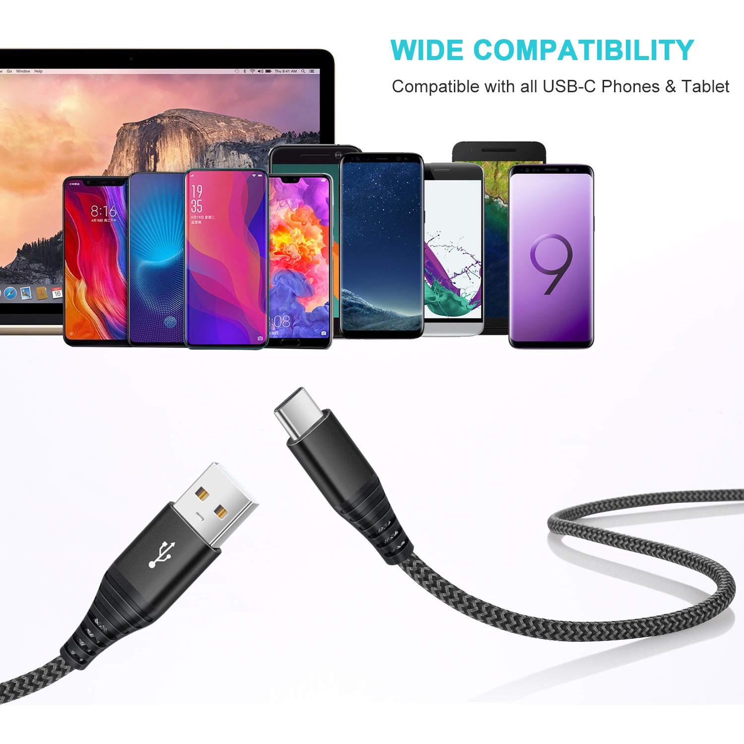 Cable de Carga USB Tipo C 6 Piezas 3 Metros Rápido Besgoods