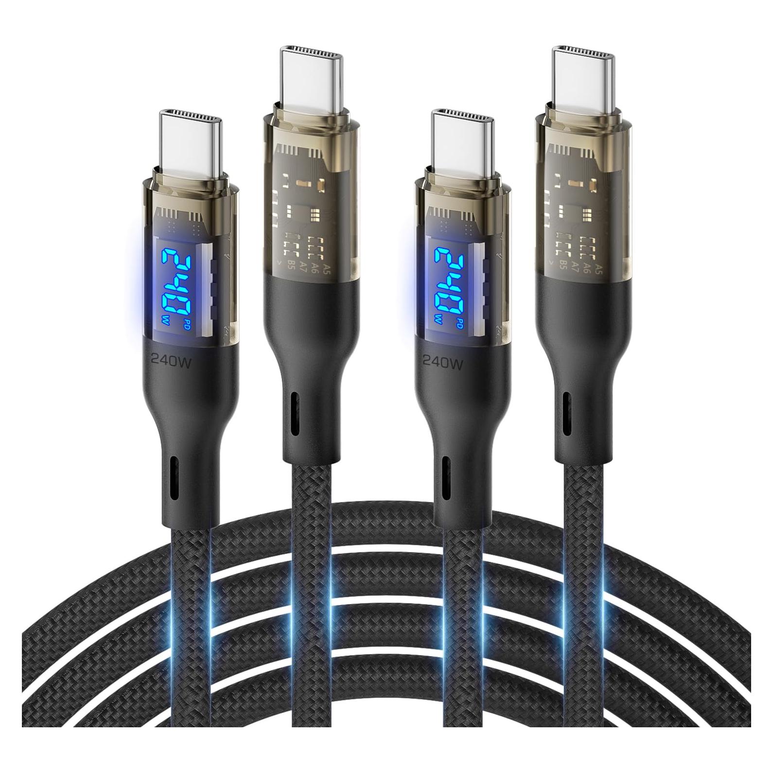 Cable USB C a USB C 240W SooPii 3m 2-Pack con Pantalla LED