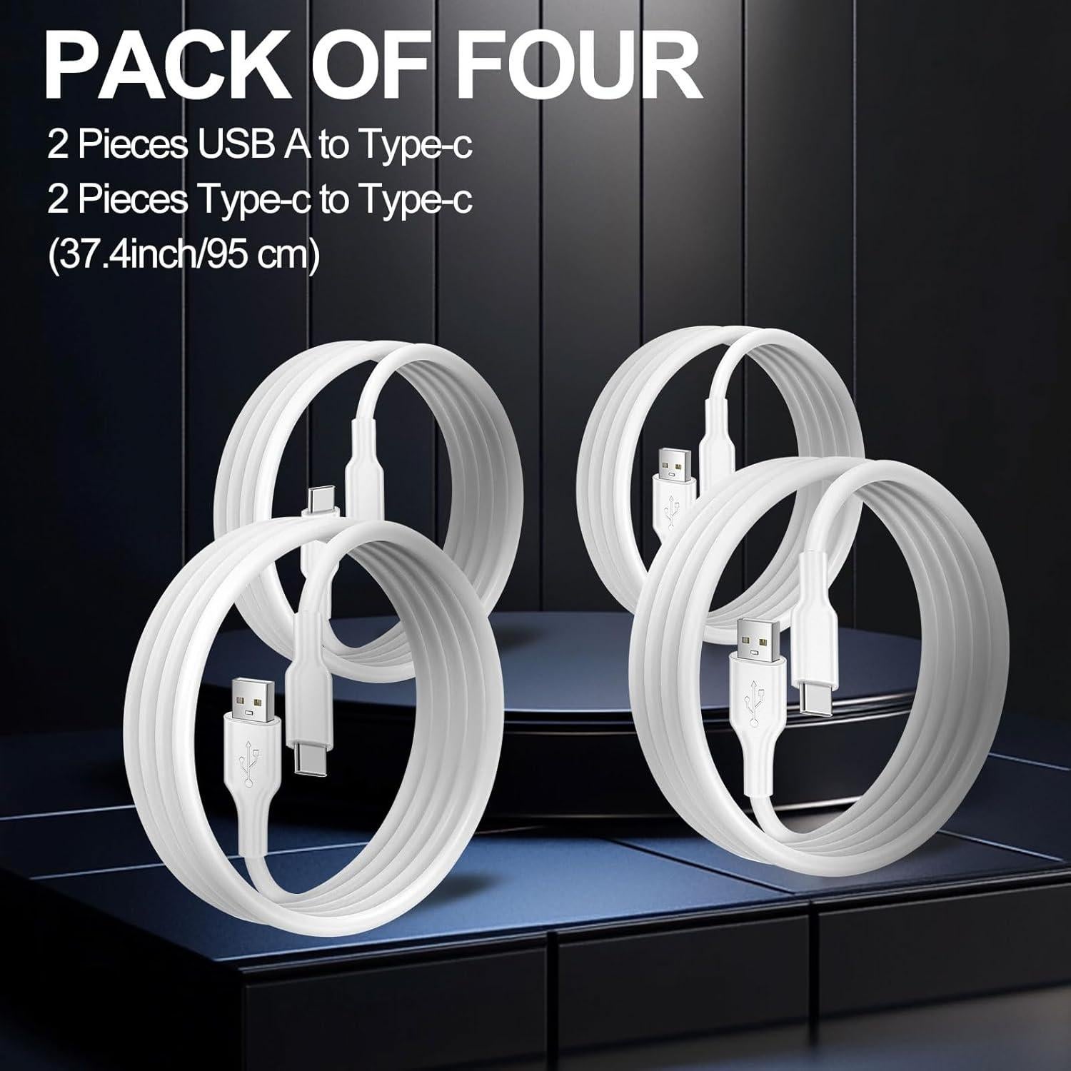 Paquete de 4 Cables USB-C 60W Famoby 0.94m Carga Rápida