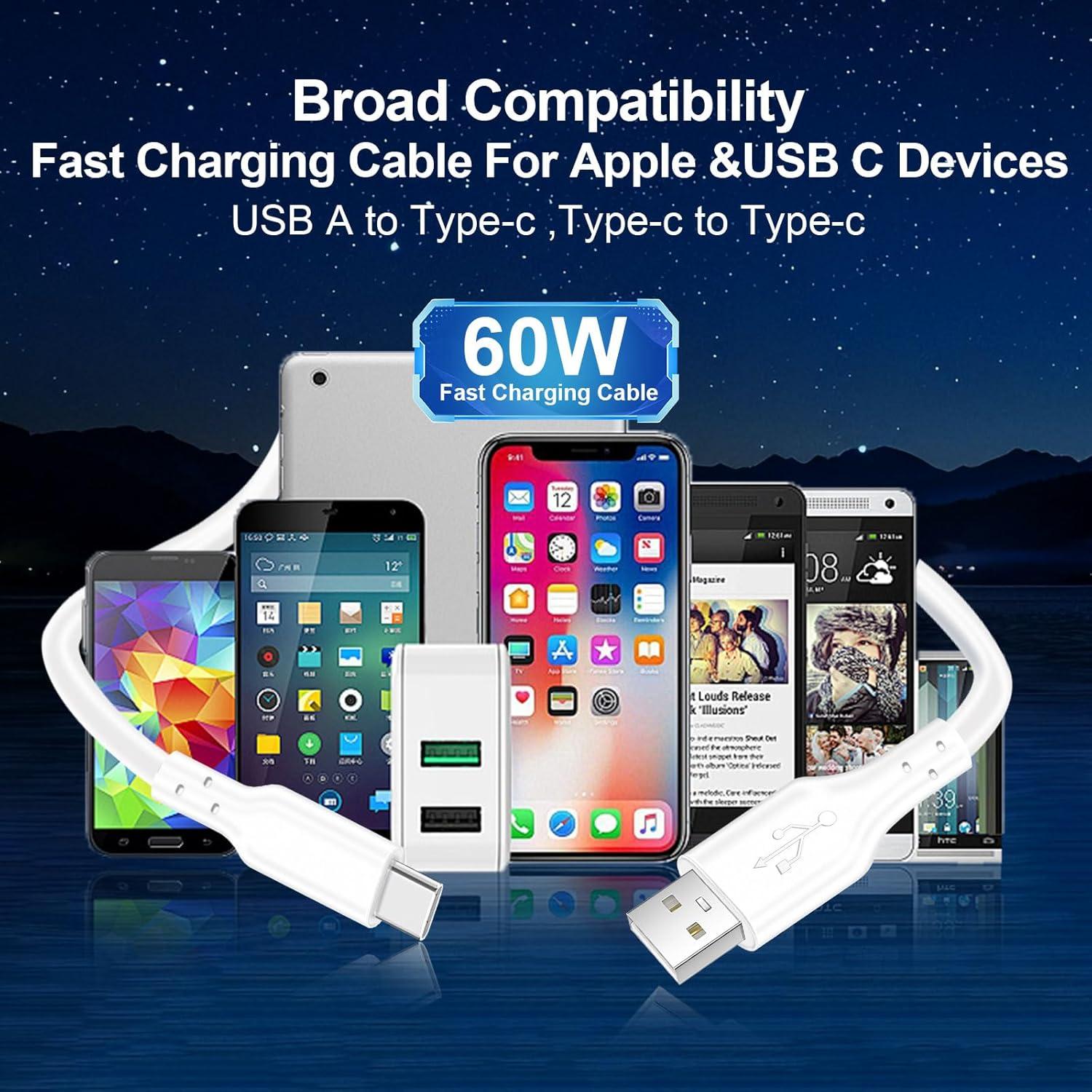 Paquete de 4 Cables USB-C 60W Famoby 0.94m Carga Rápida