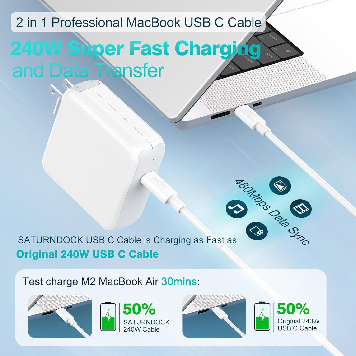 Cable USB C a USB C 240W 2M SATURNDOCK Carga Rápida