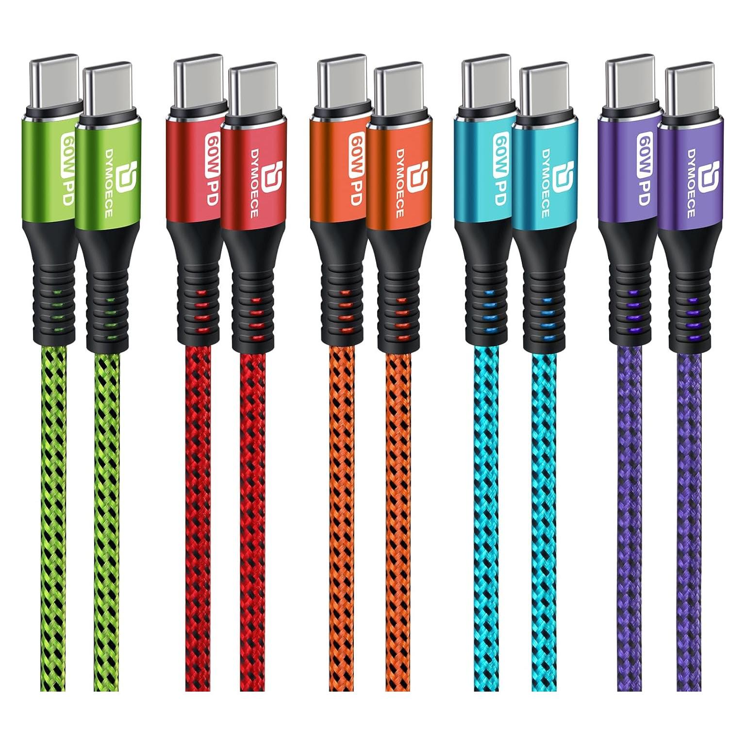 Cable USB C a USB C 1.83m Dymoece 5Pack Carga Rápida 60W