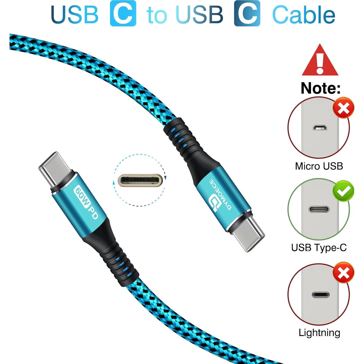 Cable USB C a USB C 1.83m Dymoece 5Pack Carga Rápida 60W