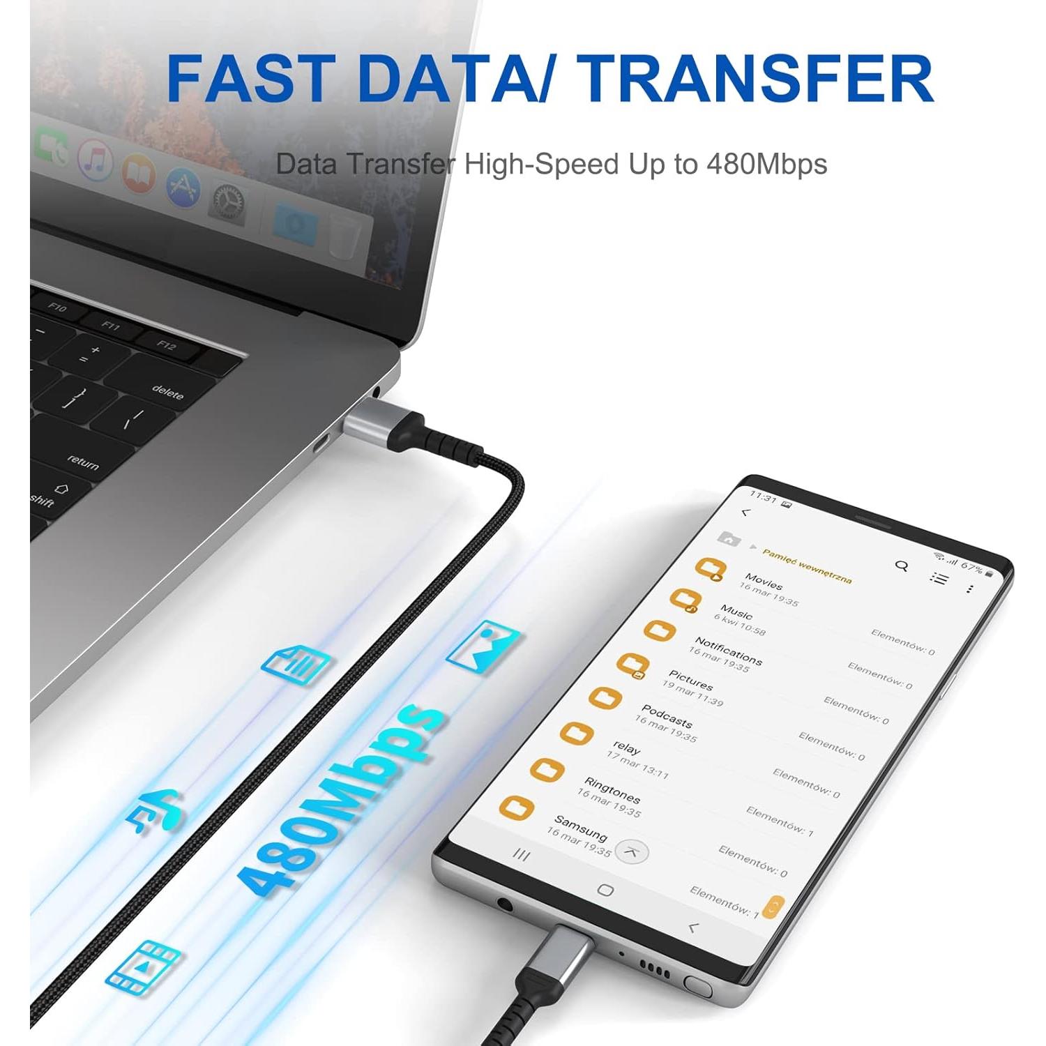 Cable USB C Umefly 0.46m Carga Rápida y Sincronización