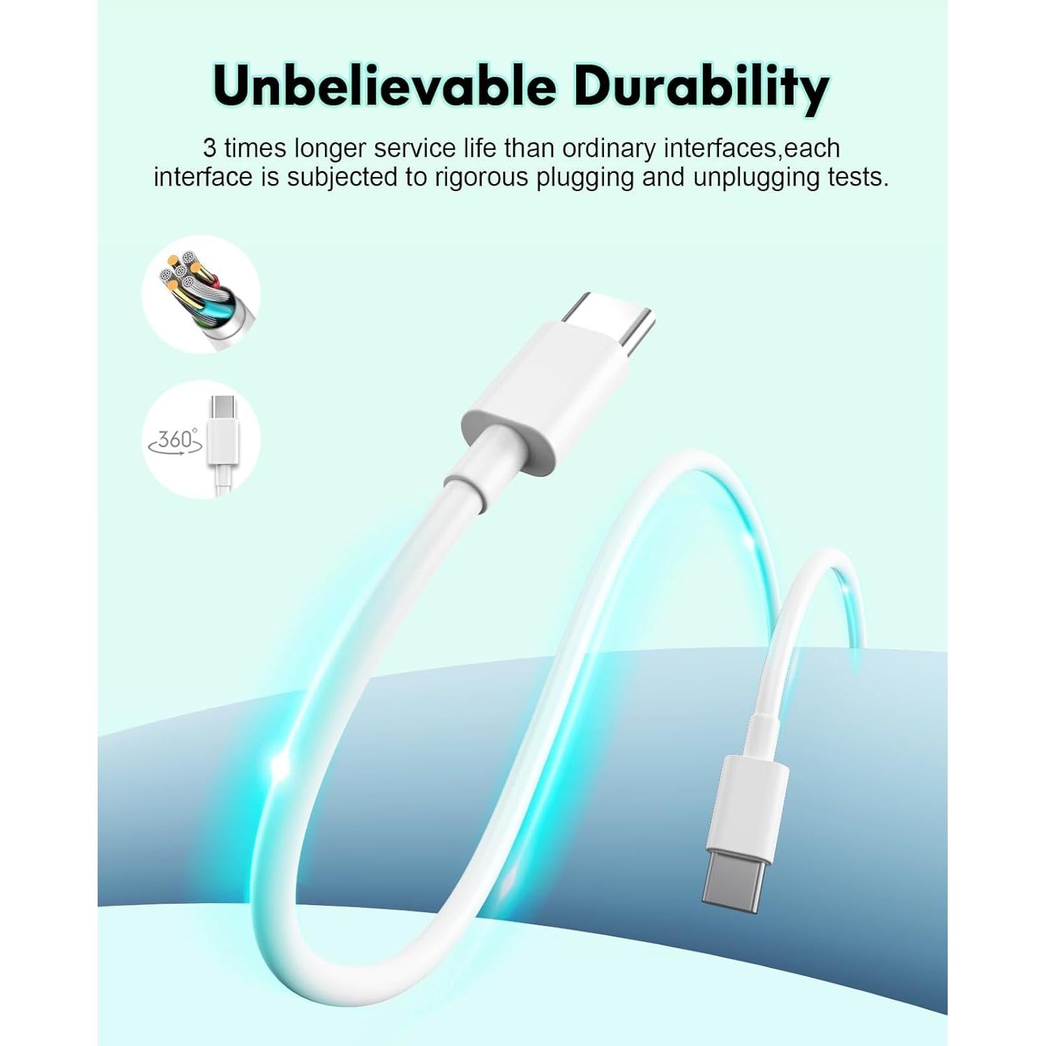 Cable USB C MUXA 6FT - Carga Rápida 60W para iPhone y Samsung