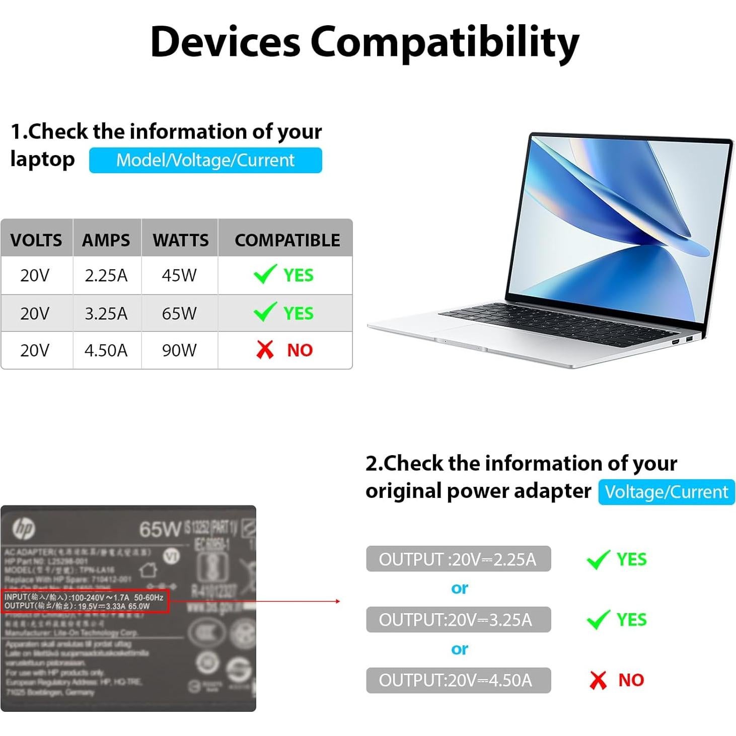 Cable de carga USB C 1.8m 65W ASKUBSKU para HP Dell MacBook