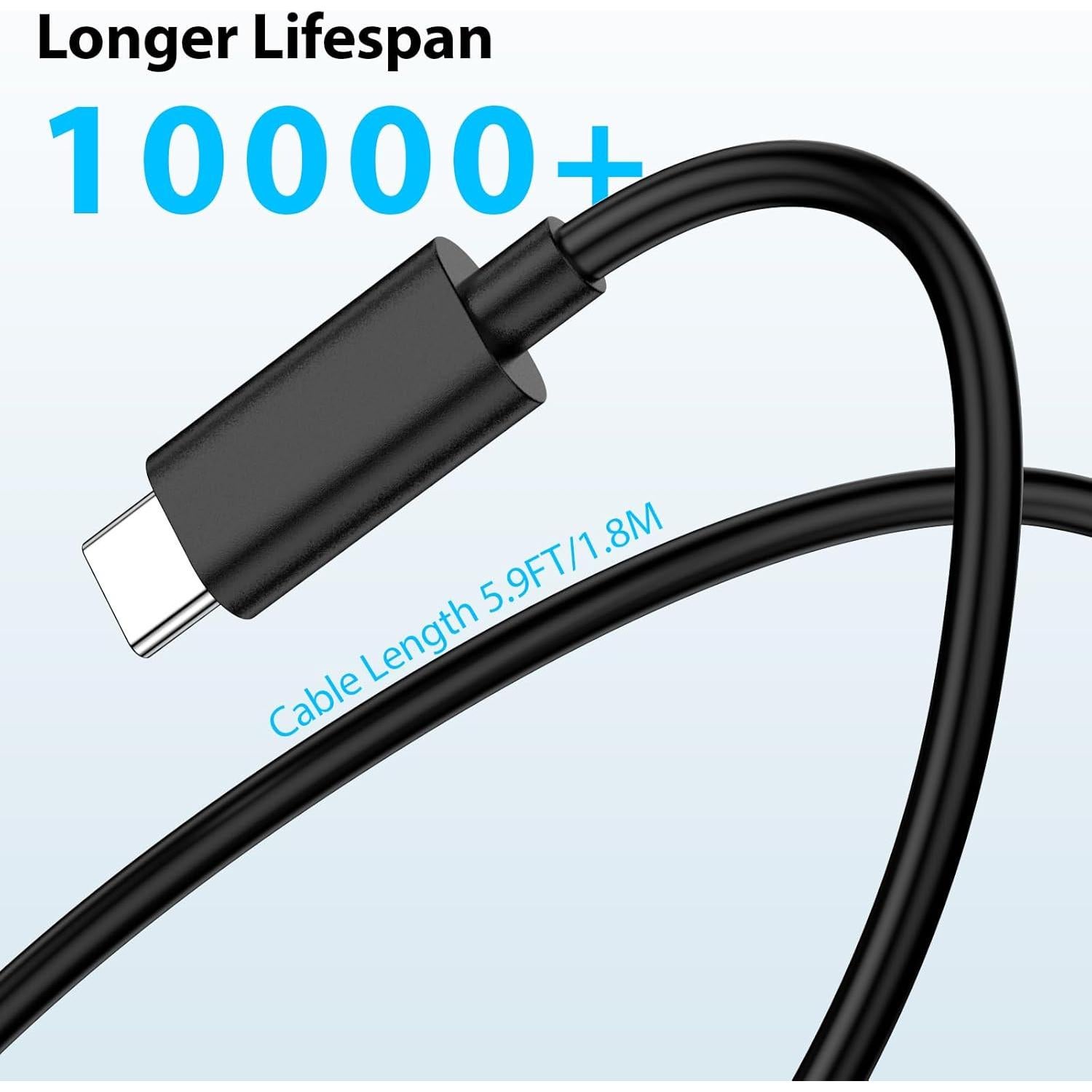 Cable de carga USB C 1.8m 65W ASKUBSKU para HP Dell MacBook