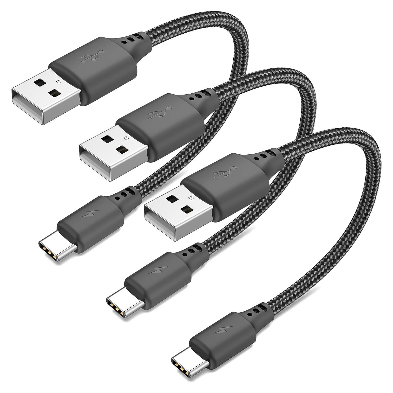 Cable USB C Corto 15 cm Cenepor Carga Rápida 3A Paquete de 3