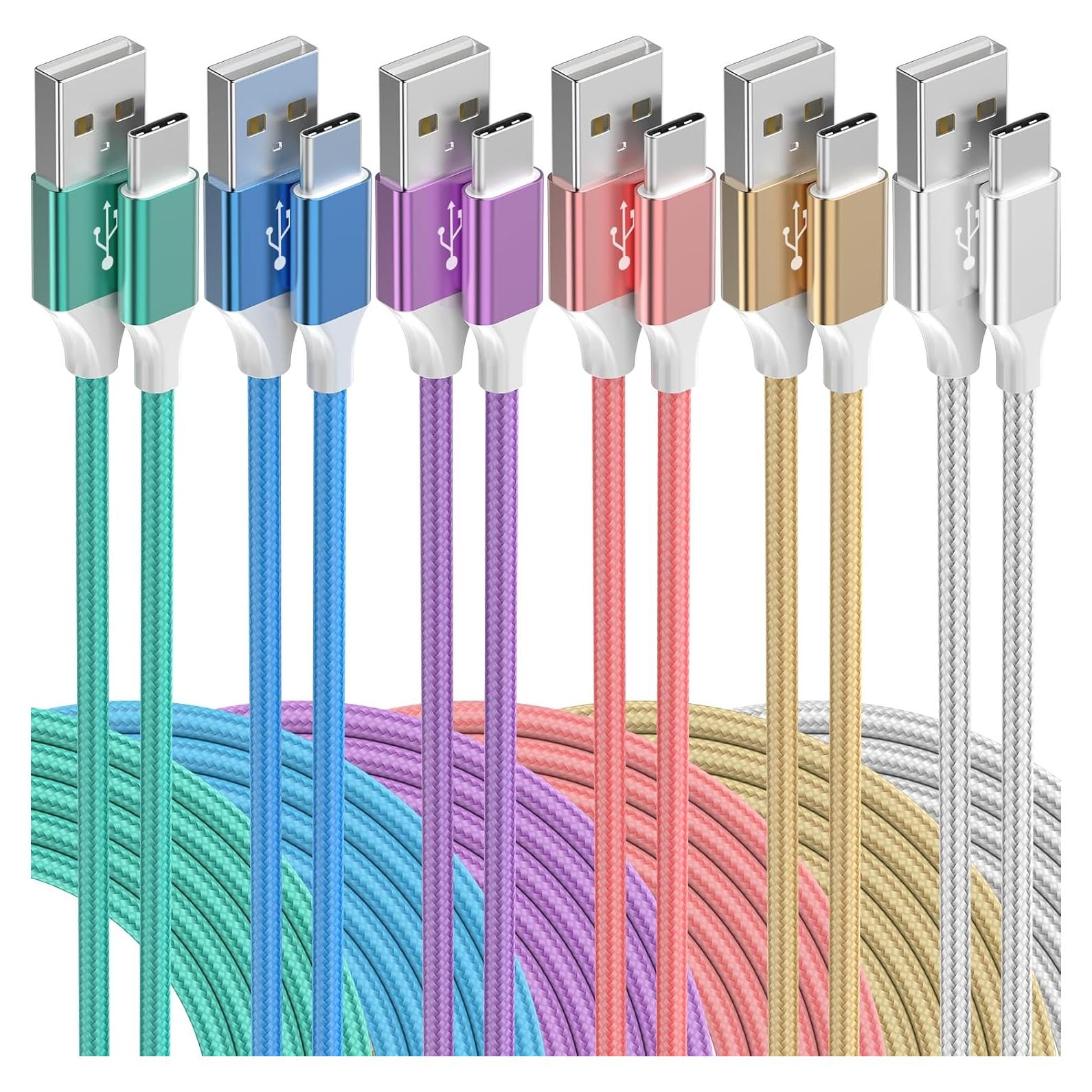 Paquete de 6 Cables USB-C FDNVKTT Carga Rápida 0.91-3.05m
