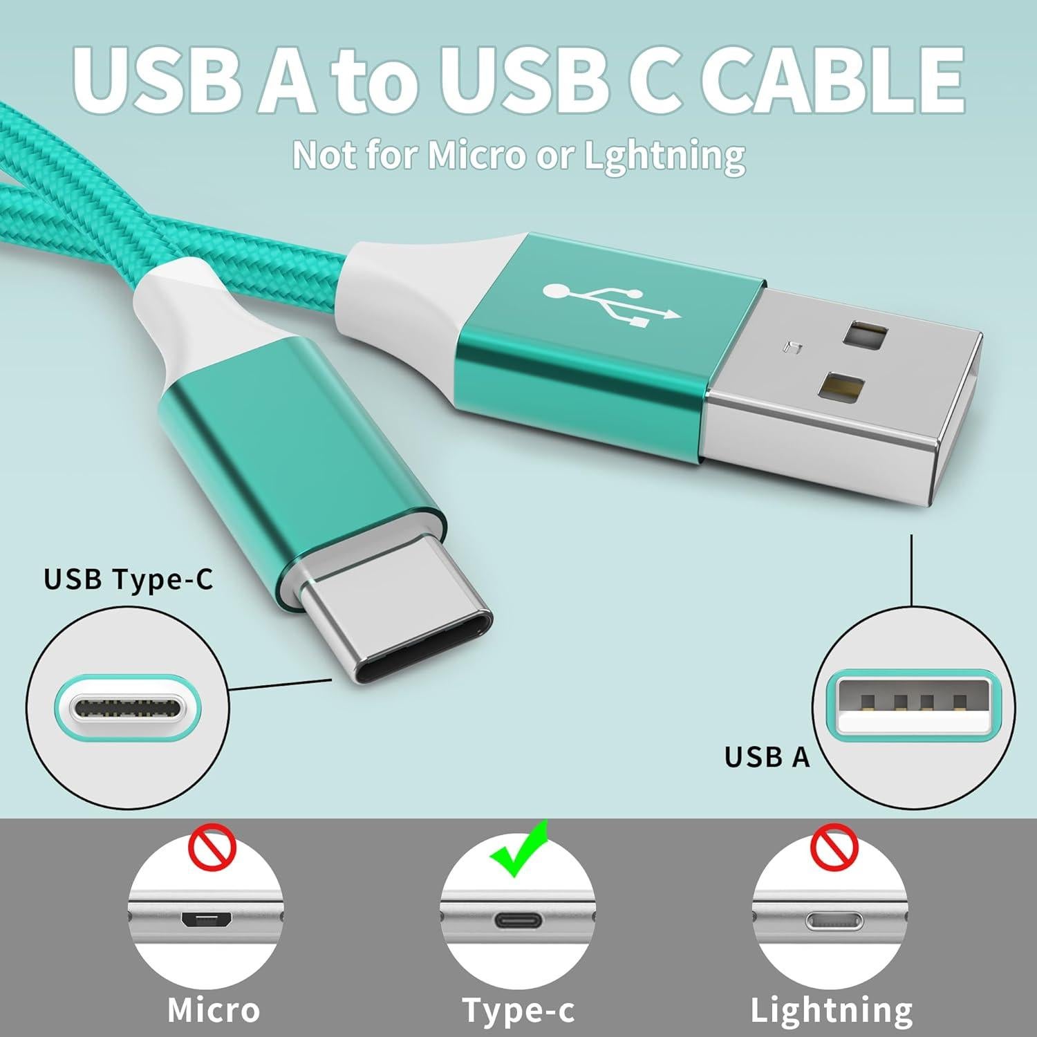 Paquete de 6 Cables USB-C FDNVKTT Carga Rápida 0.91-3.05m