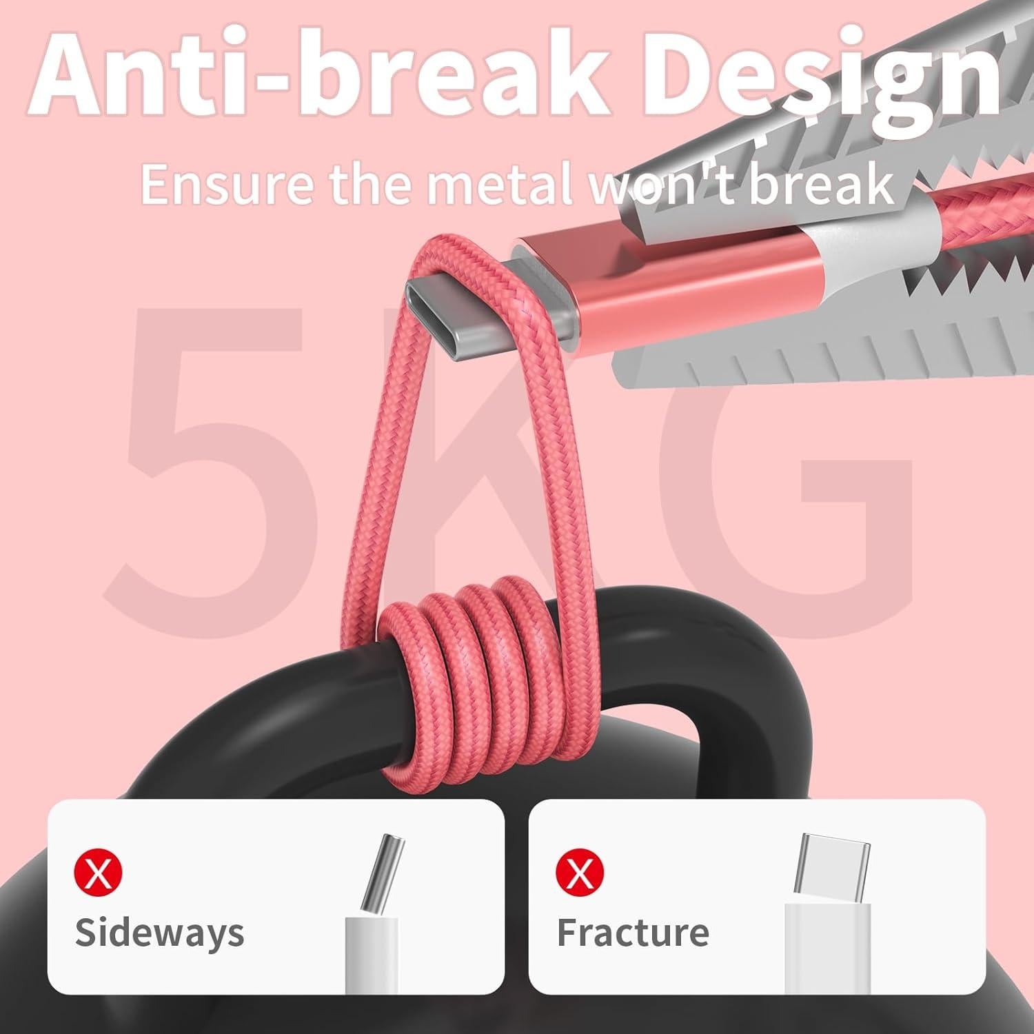 Paquete de 6 Cables USB-C FDNVKTT Carga Rápida 0.91-3.05m