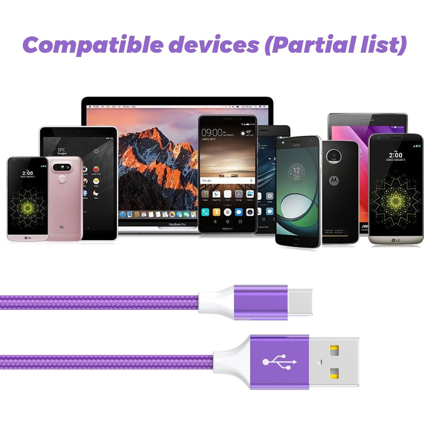 Paquete de 6 Cables USB-C FDNVKTT Carga Rápida 0.91-3.05m