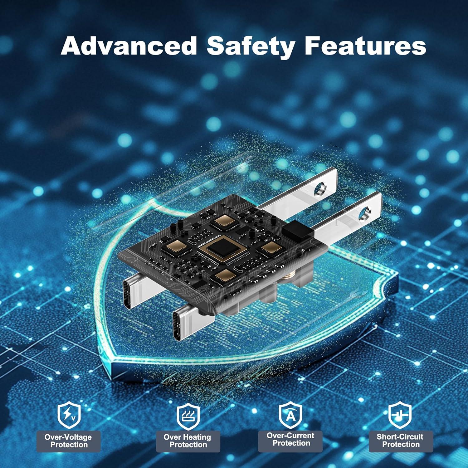 Cargador Rápido 45W NIUBIL USB-C Doble Puerto + Cable 10FT