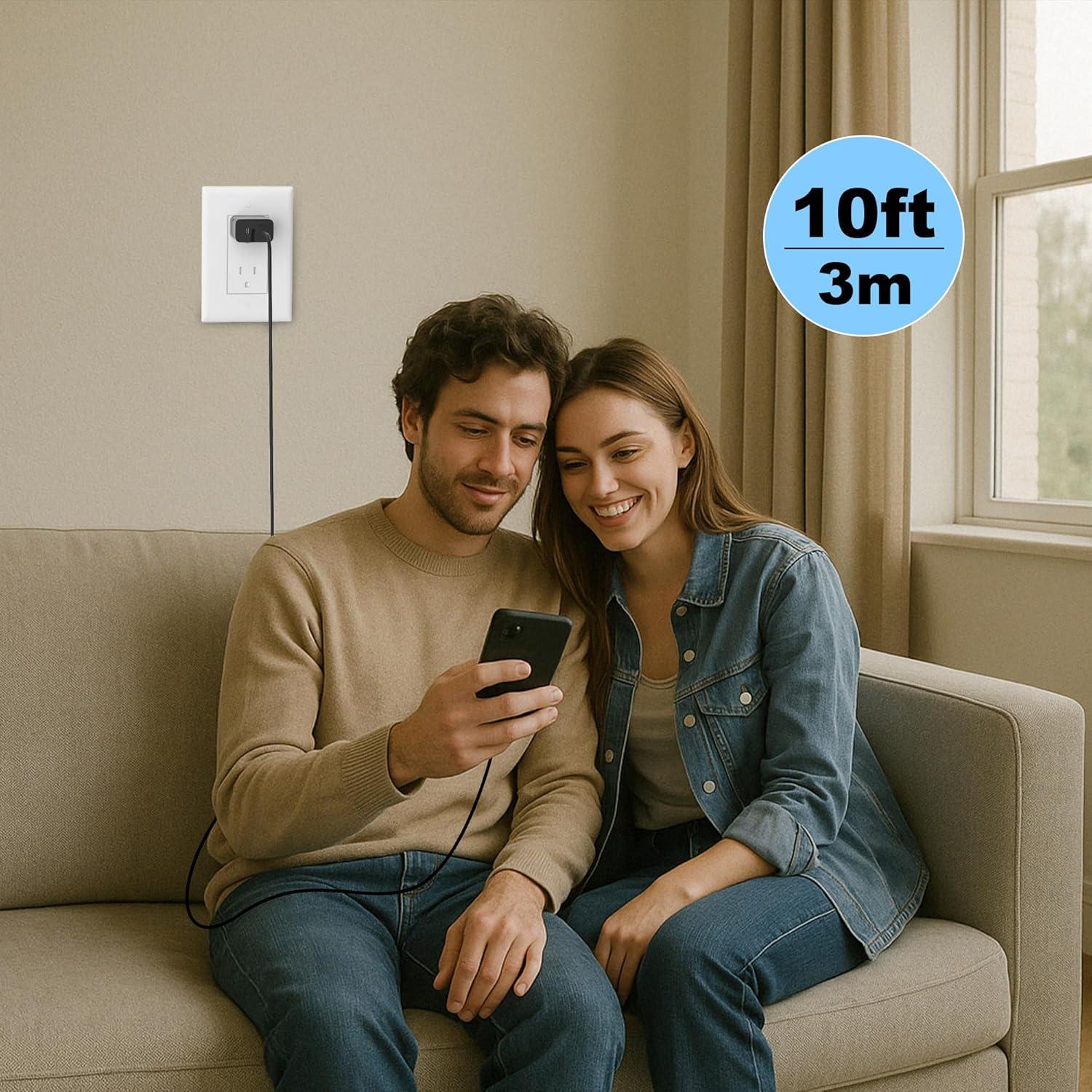 Cargador Rápido 45W NIUBIL USB-C Doble Puerto + Cable 10FT