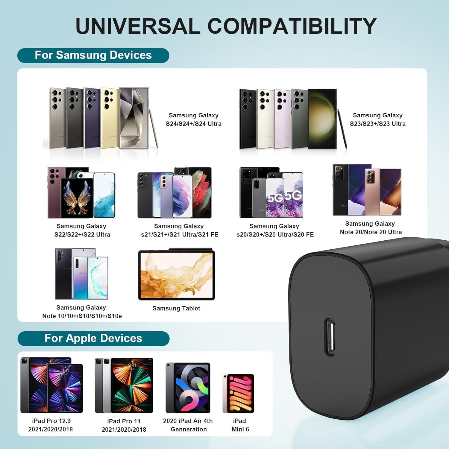 Cargador Rápido 25W Samsung Galaxy Tipo C + Cable 10 pies