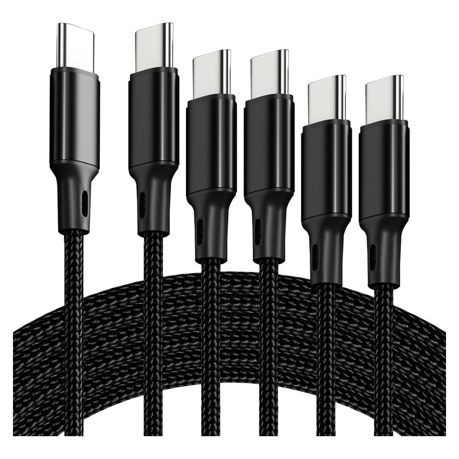 Paquete 5 Cables USB C 60W Nylon Trenzado 1.01m a 3.05m