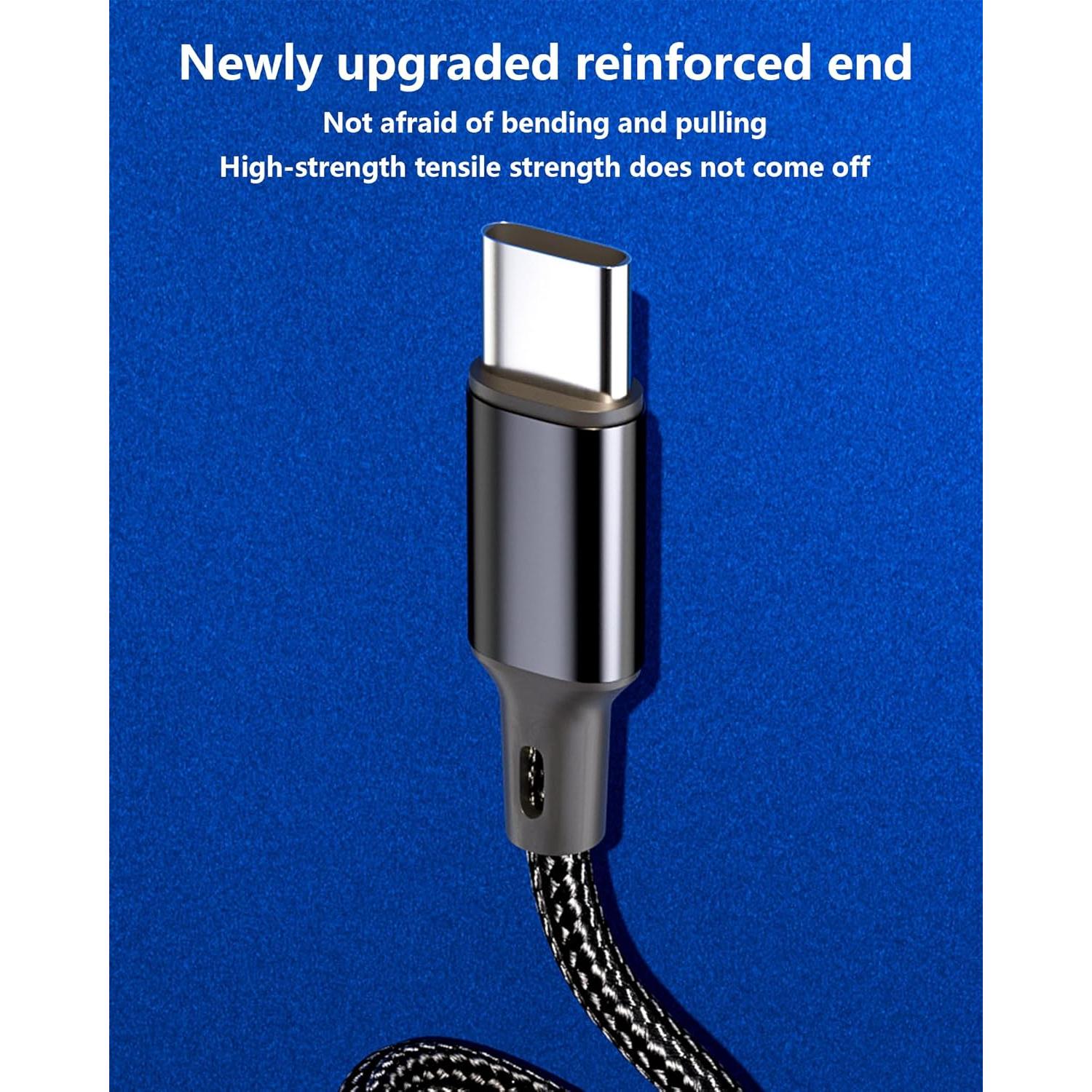 Paquete 5 Cables USB C 60W Nylon Trenzado 1.01m a 3.05m