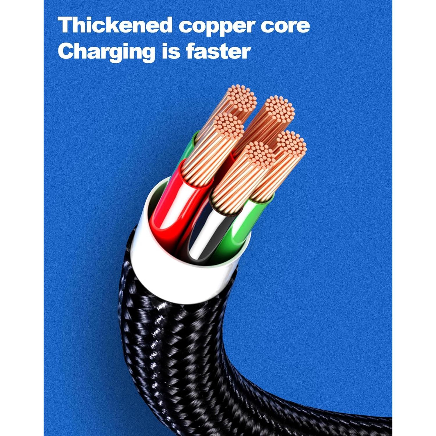 Paquete 5 Cables USB C 60W Nylon Trenzado 1.01m a 3.05m