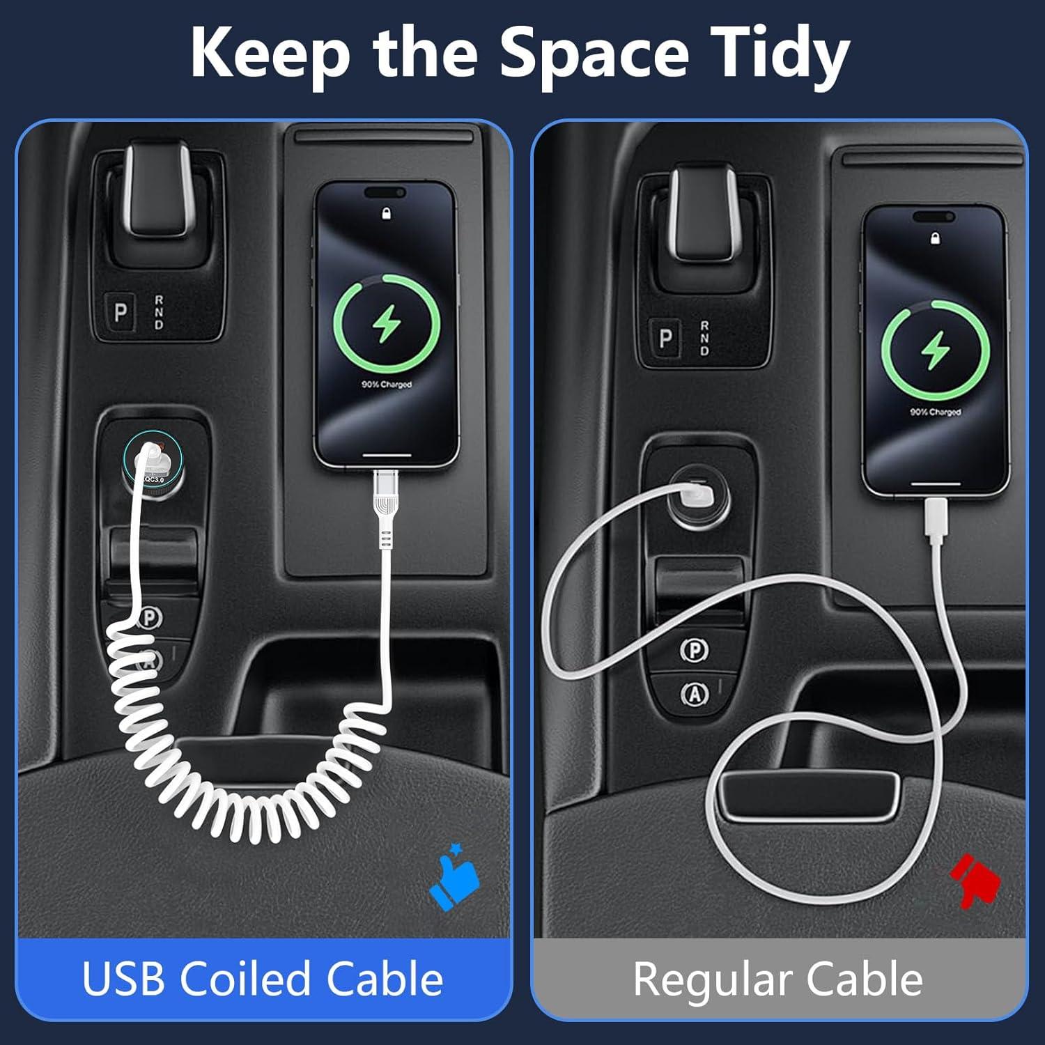 Cable USB C Enrollado 1.5m Blanco para Samsung Galaxy A56