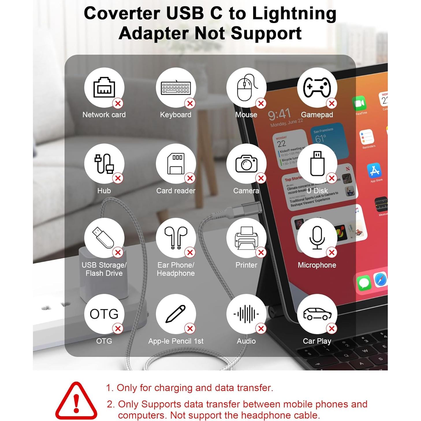 Adaptador USB C a Lightning Haoano 4Pack - Carga Rápida 10W