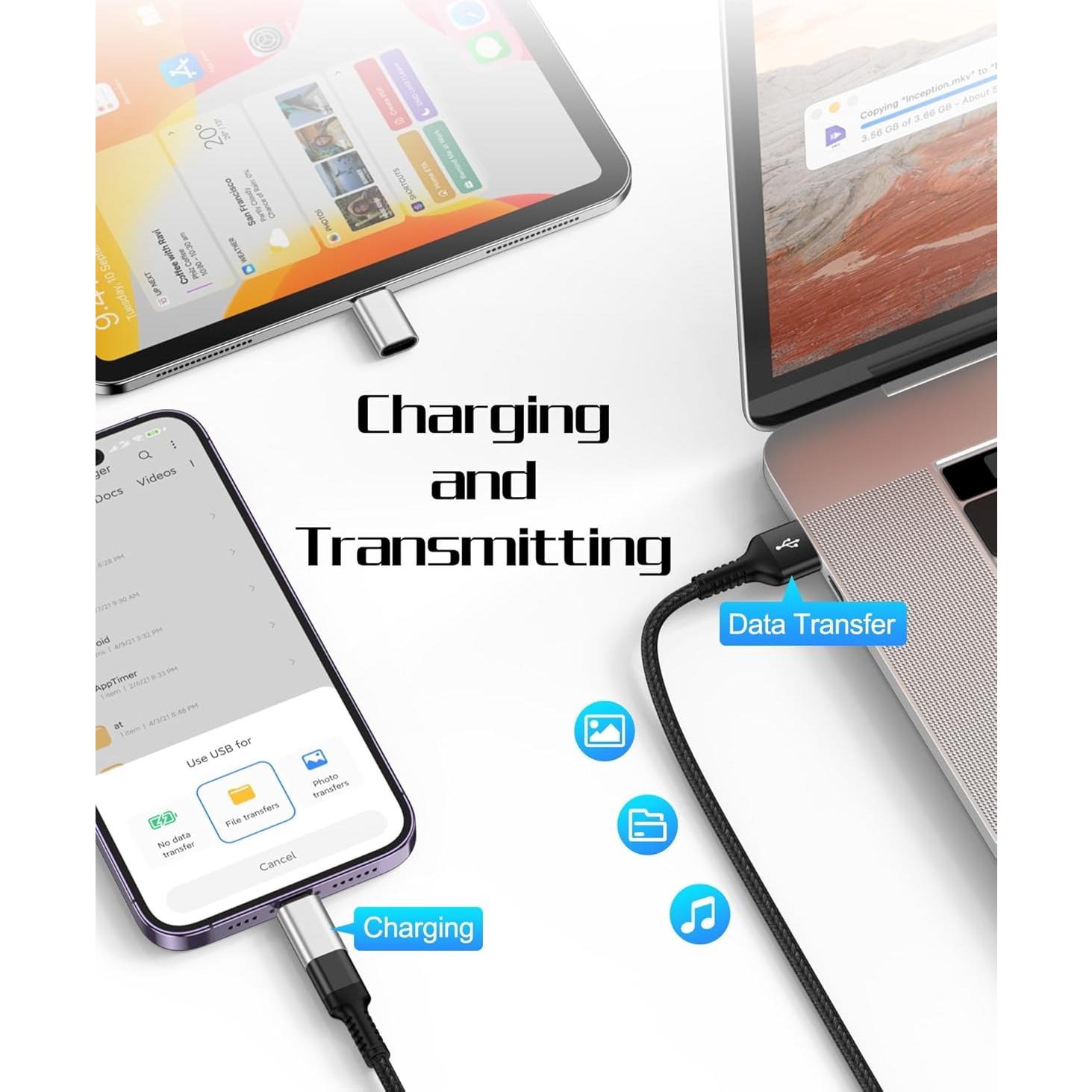 [2-Pack] USB C to Lightning Adapter, Type C to Lightning Adapter Support PD Fast Charging & Data Sync – Compatible with iPhone 14/13/12/11/X/XR Pro, iPad, AirPods – Not for Audio/OTG