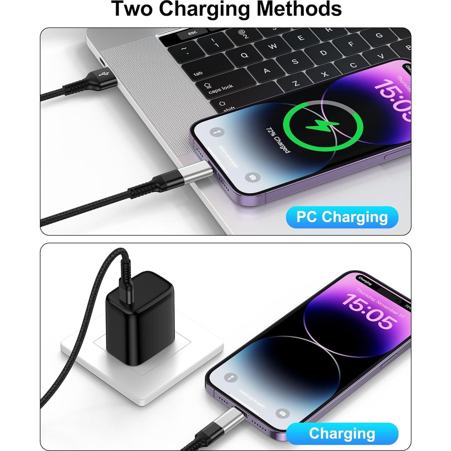 [2-Pack] USB C to Lightning Adapter, Type C to Lightning Adapter Support PD Fast Charging & Data Sync – Compatible with iPhone 14/13/12/11/X/XR Pro, iPad, AirPods – Not for Audio/OTG