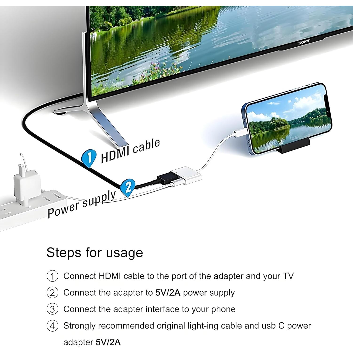 Adaptador Lightning a HDMI 1080P esbeecables para iPhone/iPad