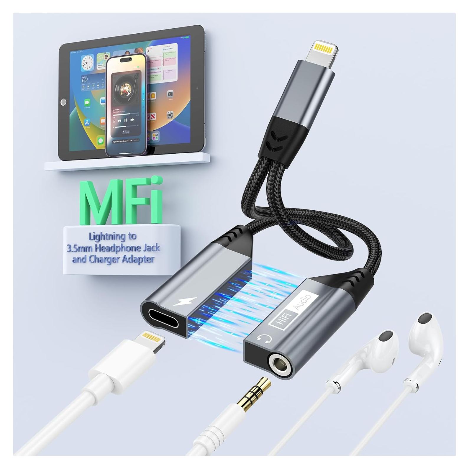 Adaptador Lightning a 3.5mm MTAKYI - Carga y Audio 2 en 1