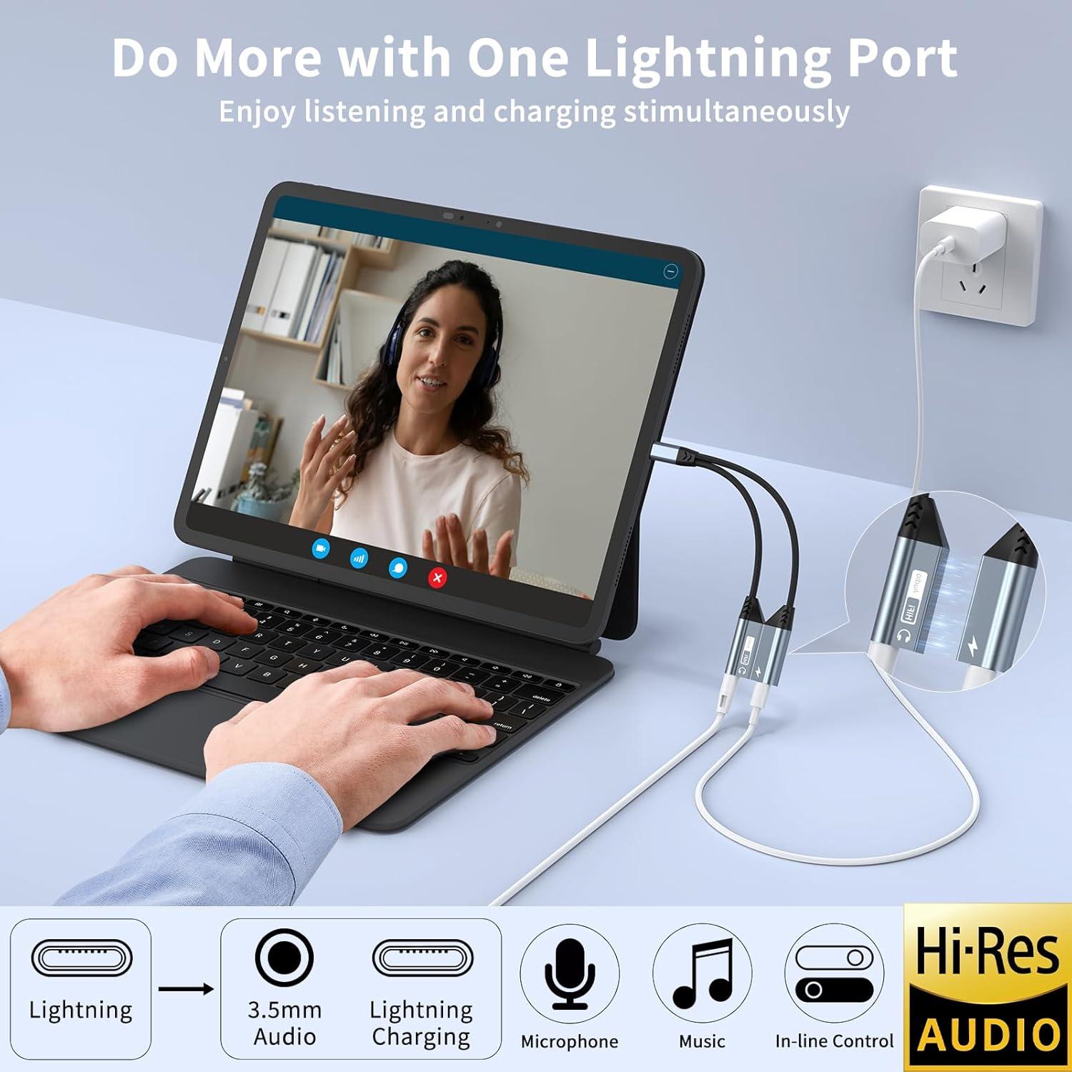 Adaptador Lightning a 3.5mm MTAKYI - Carga y Audio 2 en 1