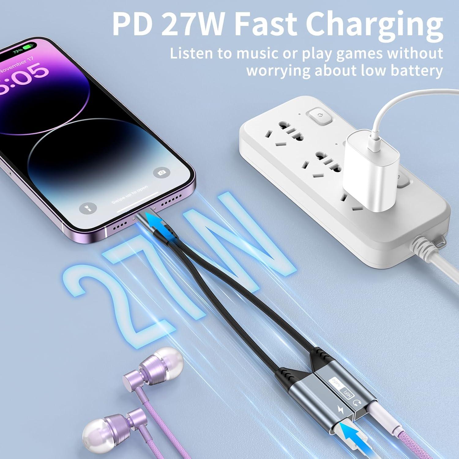 Adaptador Lightning a 3.5mm MTAKYI - Carga y Audio 2 en 1