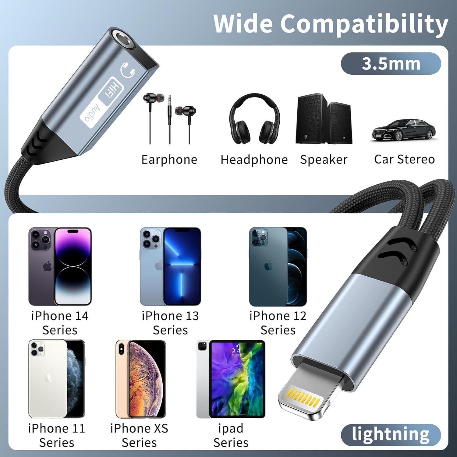 Adaptador Lightning a 3.5mm MTAKYI - Carga y Audio 2 en 1