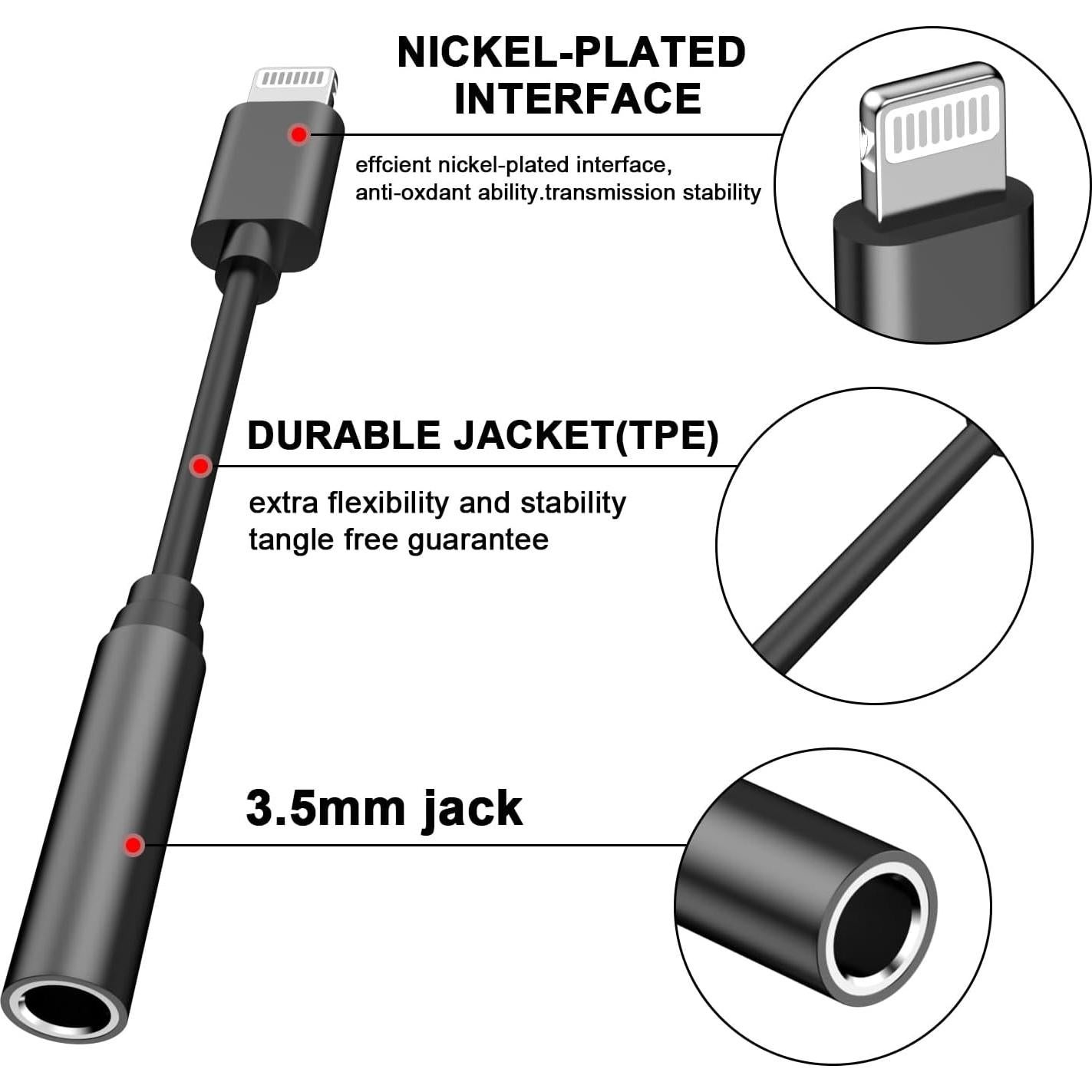 Adaptador de Jack 3.5mm Belcompany para iPhone - 2 Unidades