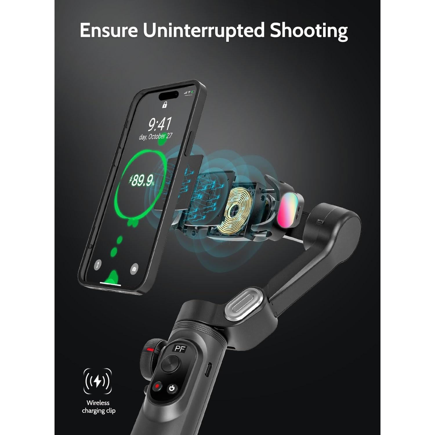 Gimbal Estabilizador 3 Ejes AOCHUAN Smart X Pro con Luz RGB