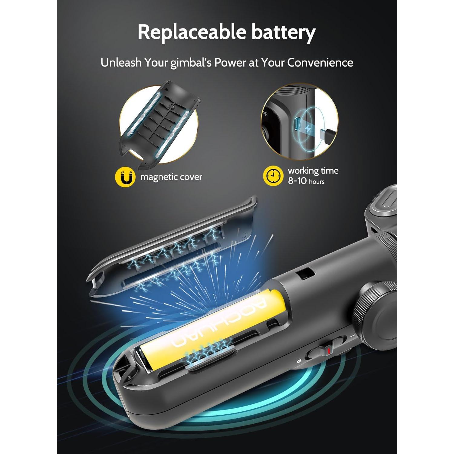 Gimbal Estabilizador 3 Ejes AOCHUAN Smart X Pro con Luz RGB