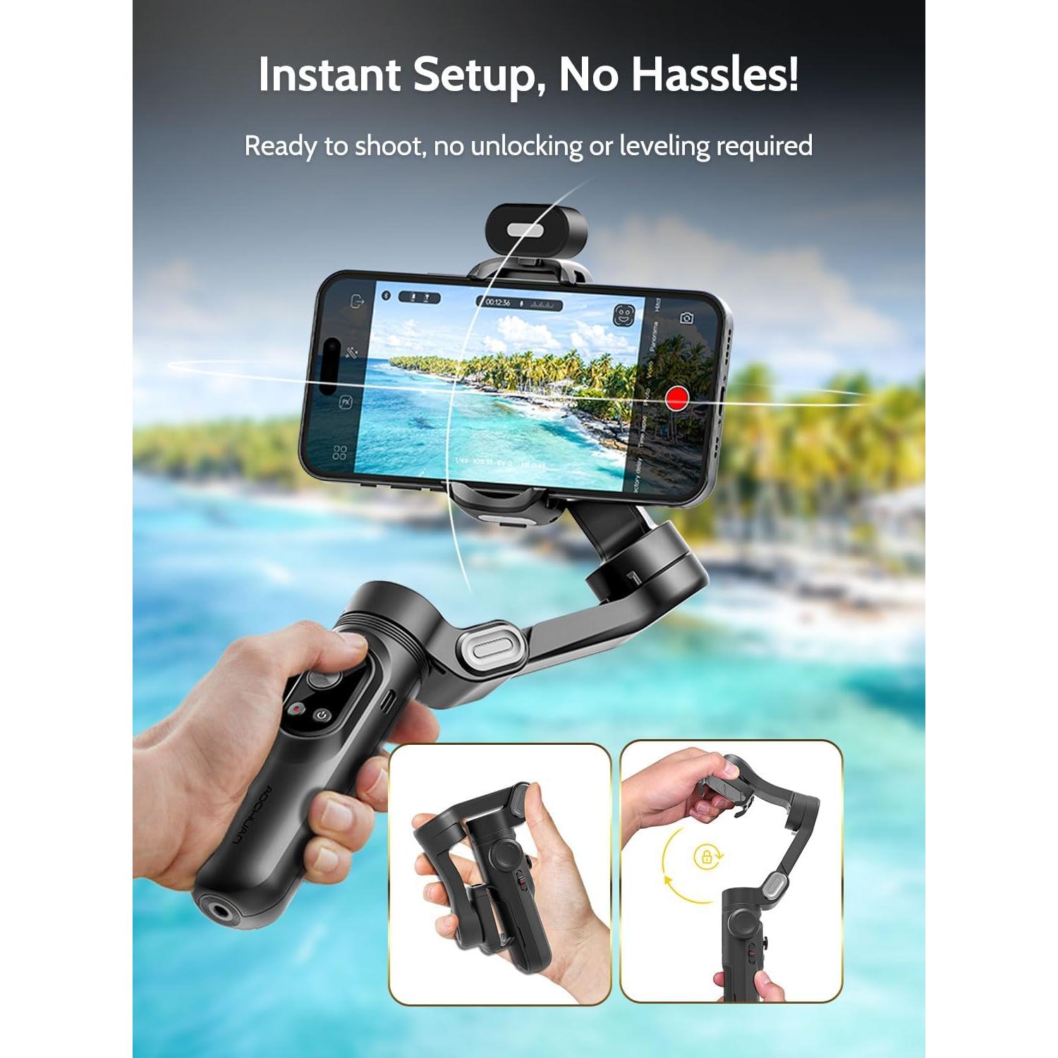 Gimbal Estabilizador 3 Ejes AOCHUAN Smart X Pro con Luz RGB