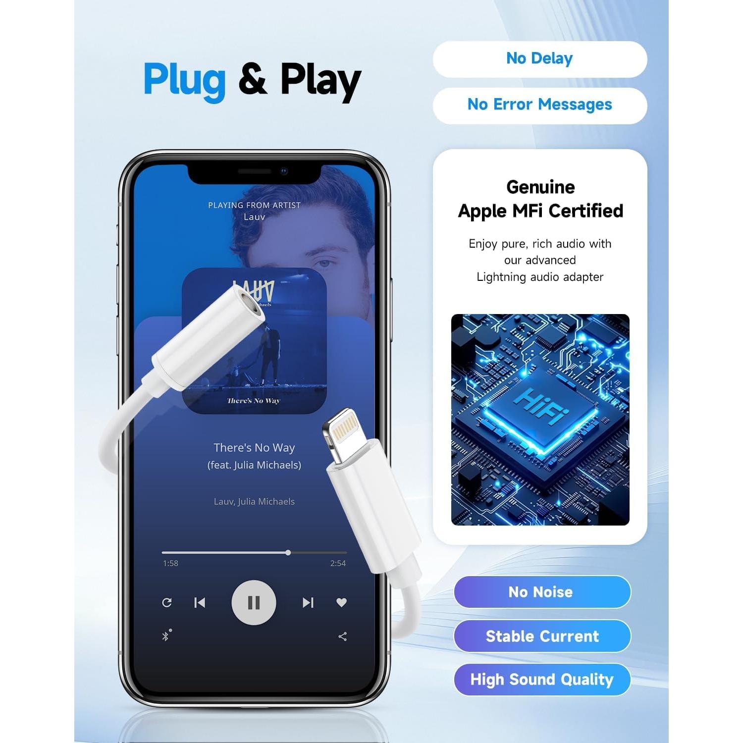 Adaptador Lightning a 3.5mm Seulliya - 2 Pack Blanco