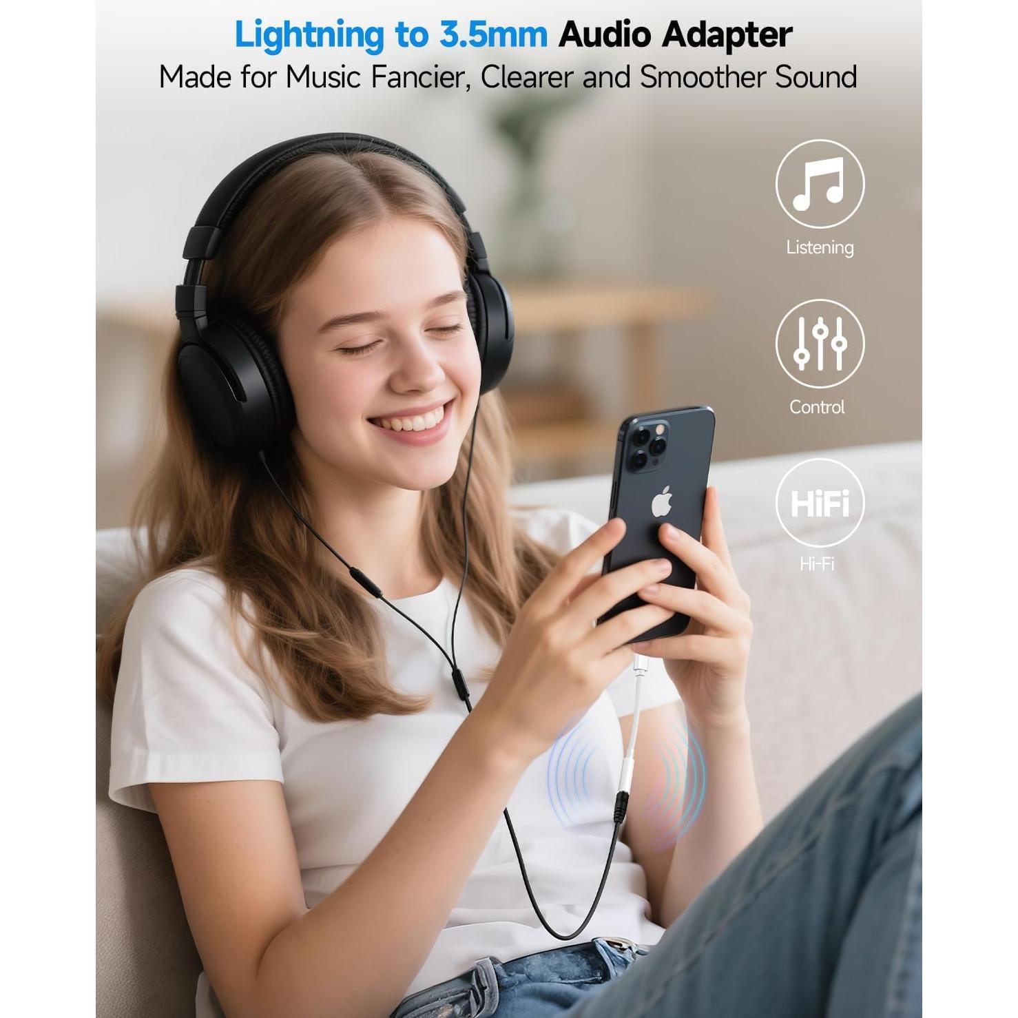 Adaptador Lightning a 3.5mm Seulliya - 2 Pack Blanco