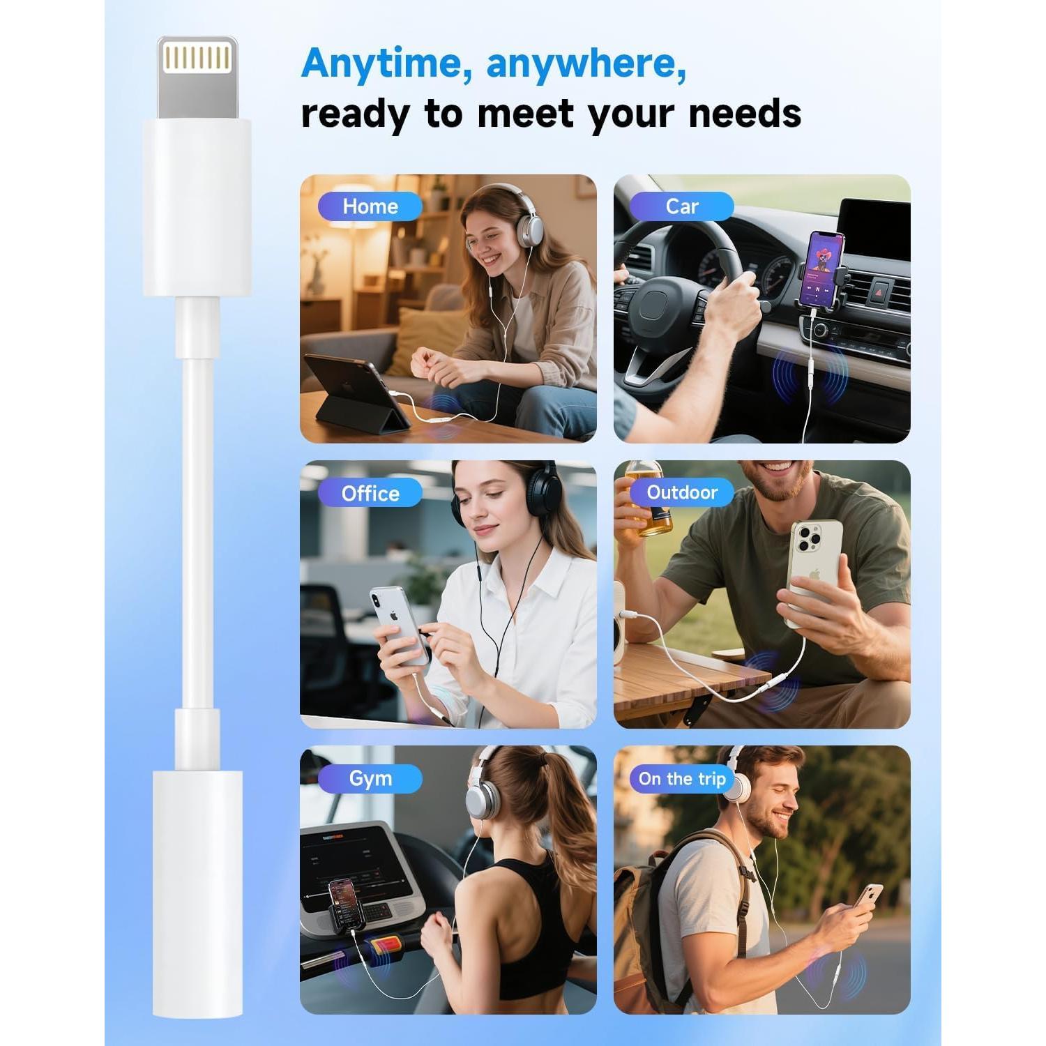 Adaptador Lightning a 3.5mm Seulliya - 2 Pack Blanco