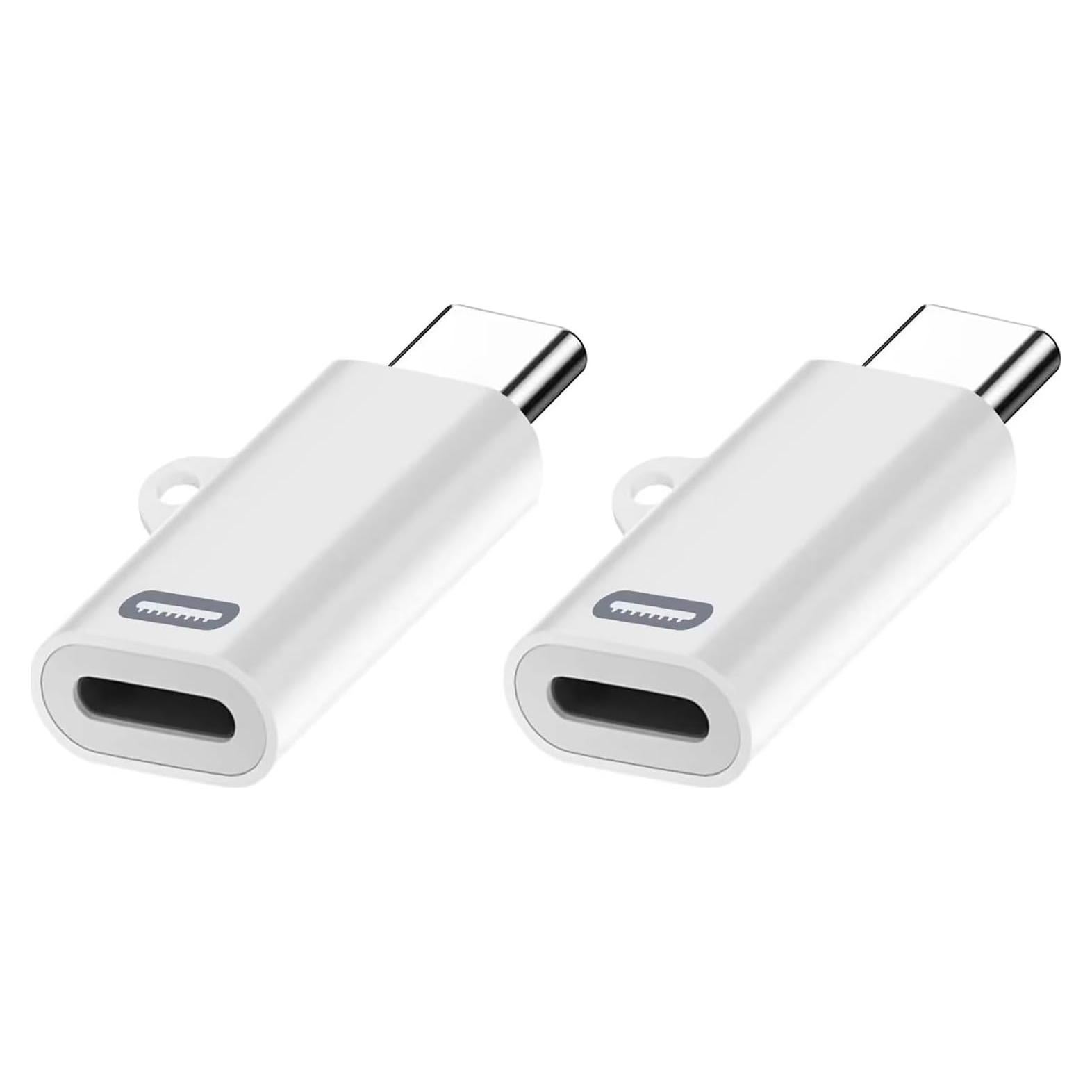 2Pack Lightning to USB C Adapter for iPhone15,PD Fast Charging Compatible with iPhone 15 Series/MacBook/Laptop/iPad/Samsung and More Type C Devices,Support Data Transmission,Compact & Portable -White