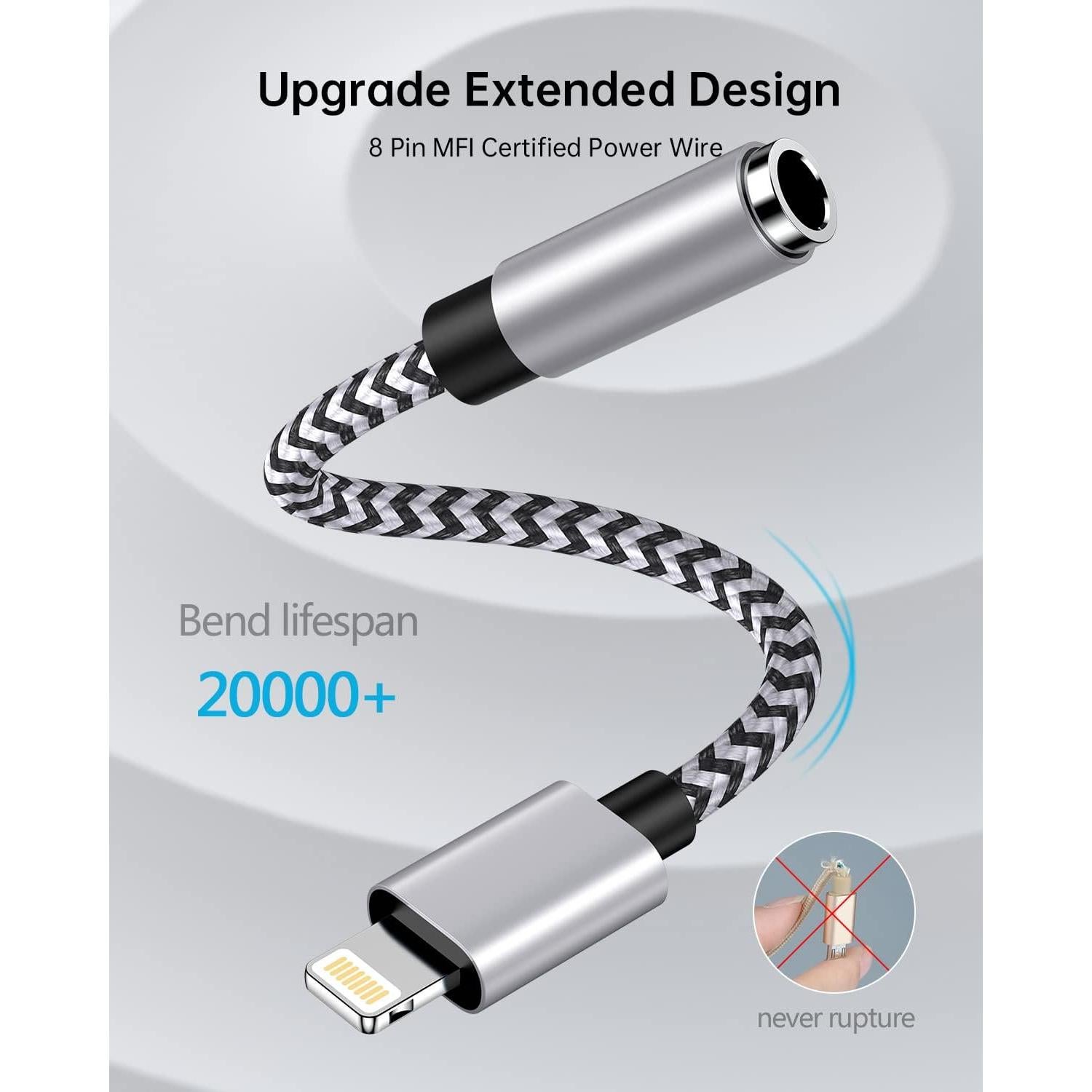 Adaptador de 3.5mm a Lightning Haoano - 2 Piezas, 18cm