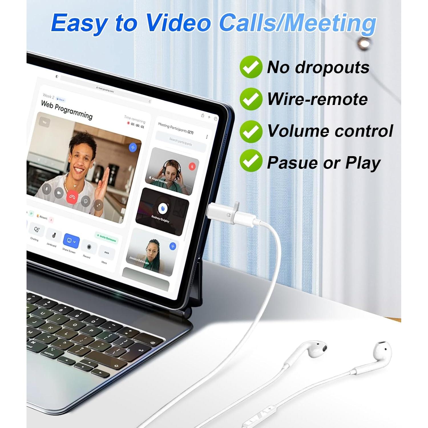 Adaptador de Audio Lightning a USB C Denlane - 2 Paquetes