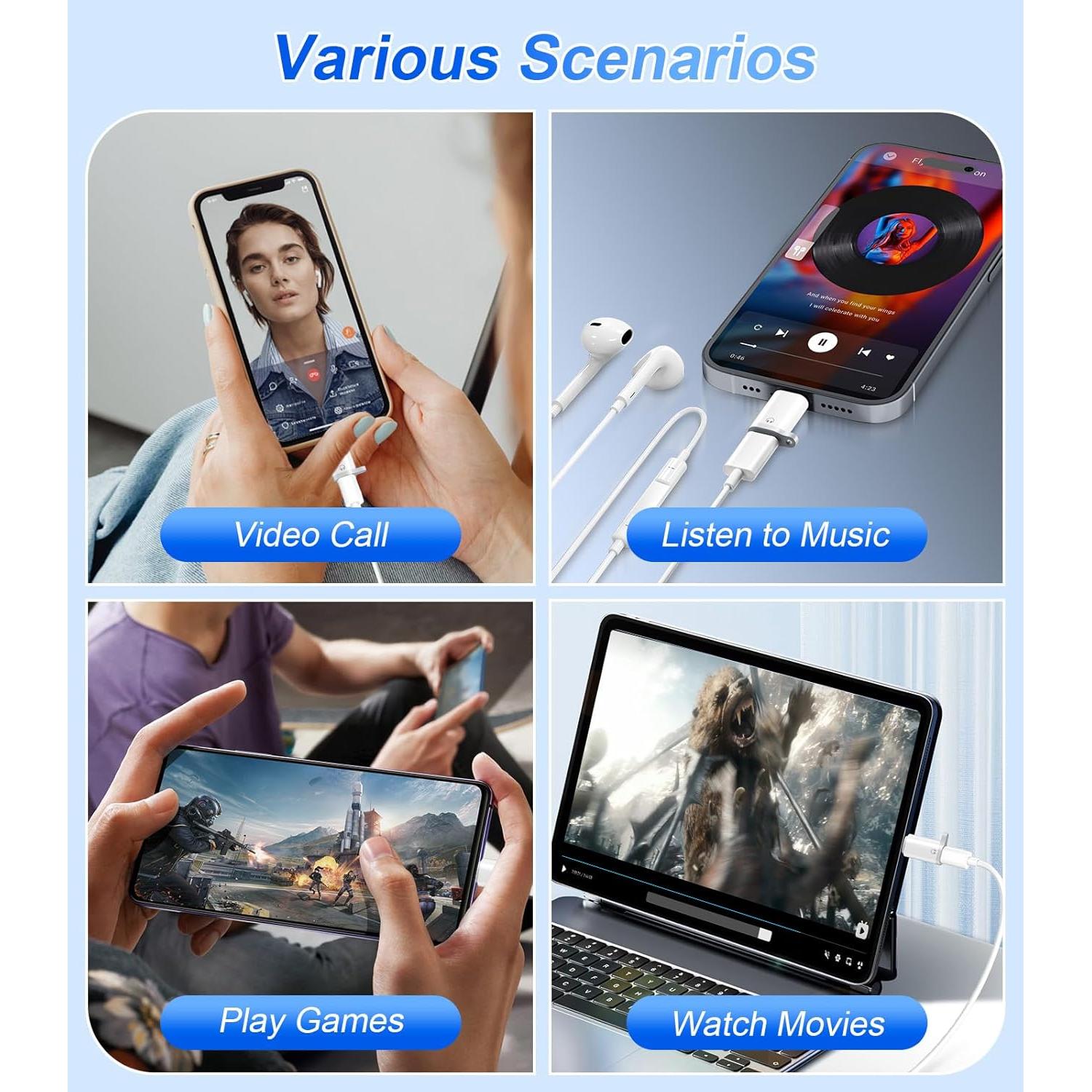 Adaptador de Audio Lightning a USB C Denlane - 2 Paquetes