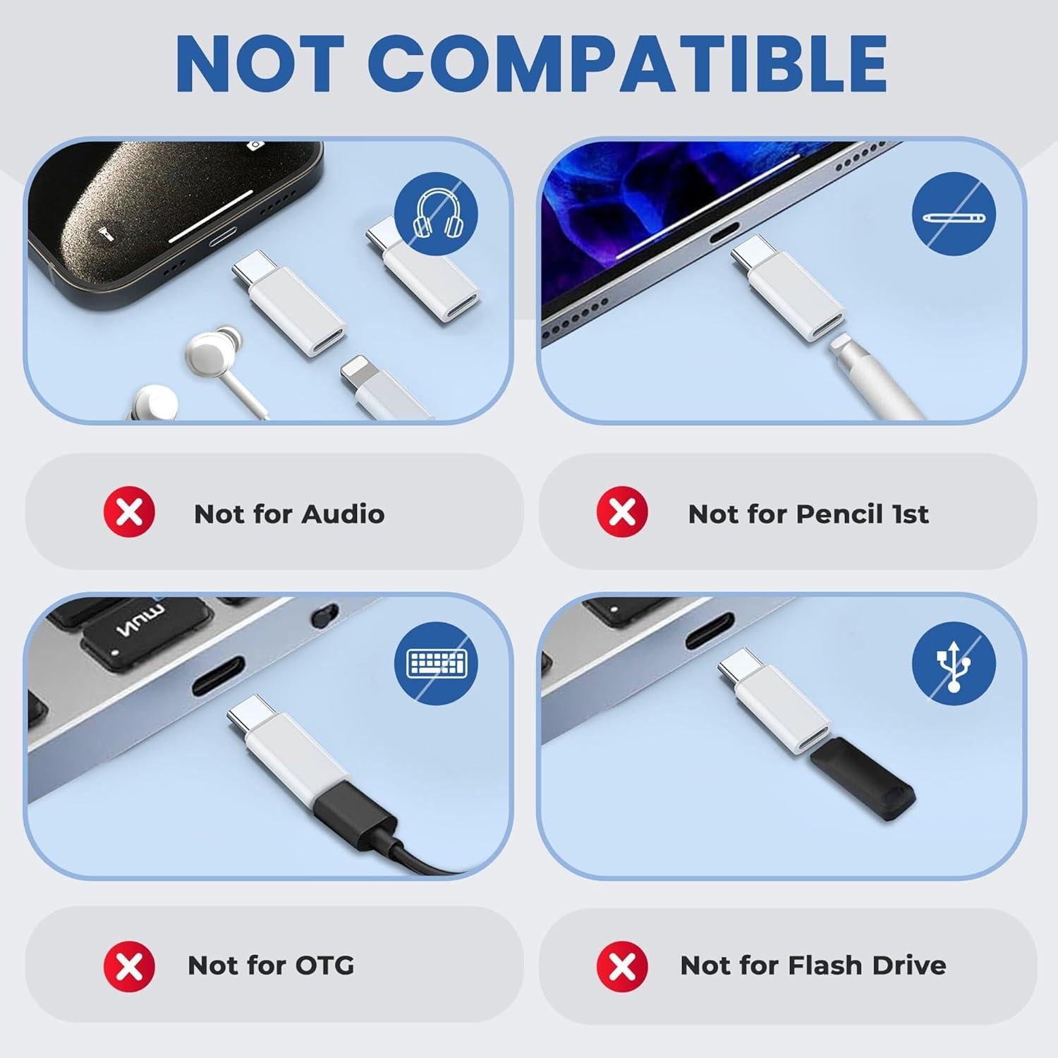 Paquete de 4 Adaptadores Lightning a USB-C 27W Puur House